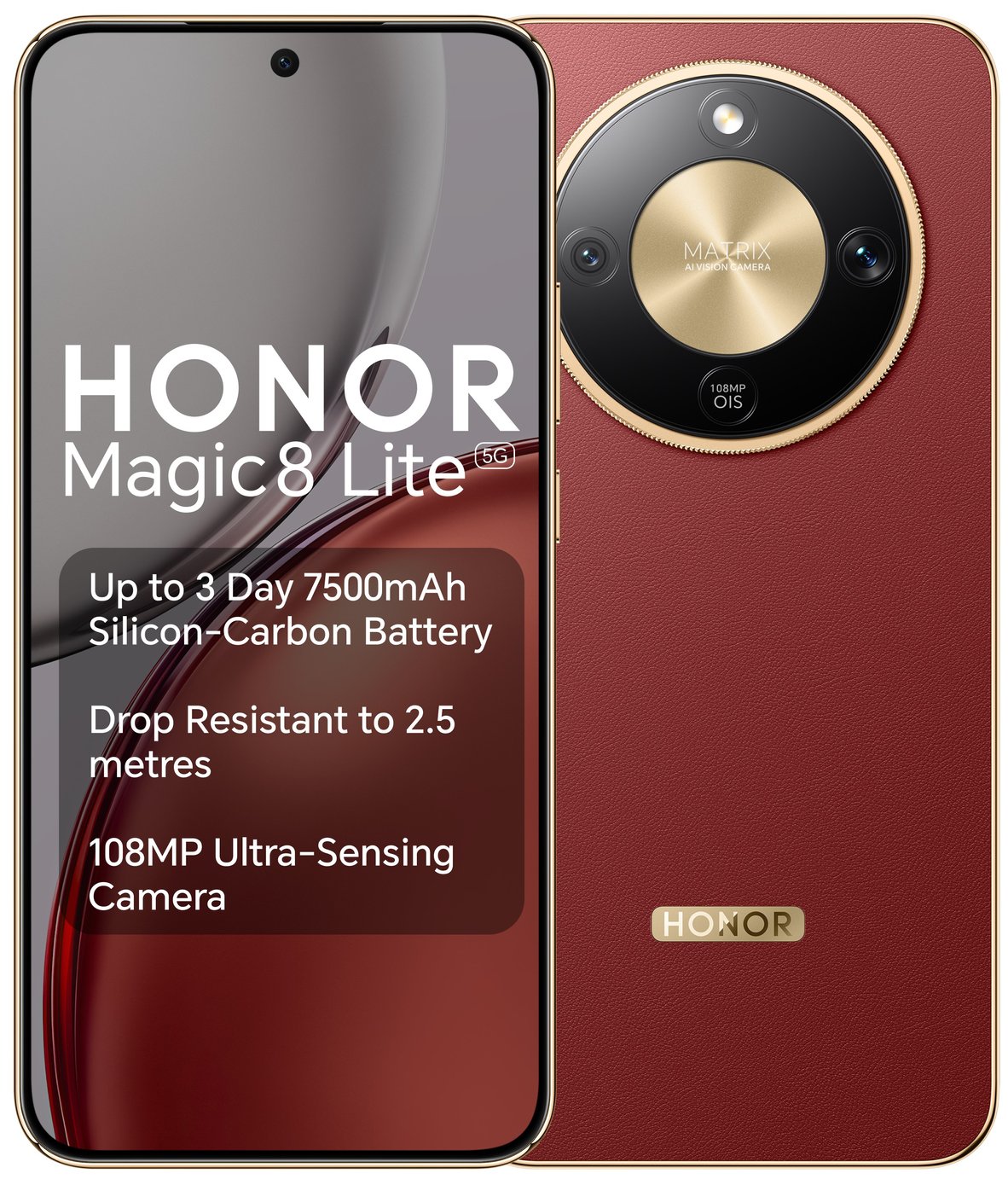 SIM Free HONOR Magic8 Lite 5G 512GB AI Phone - Reddish Brown