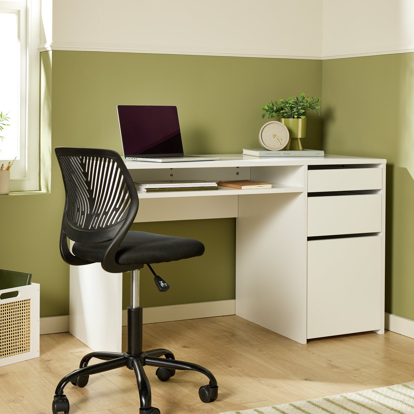 Argos Home Pepper 2 Drawers Large Office Desk - white