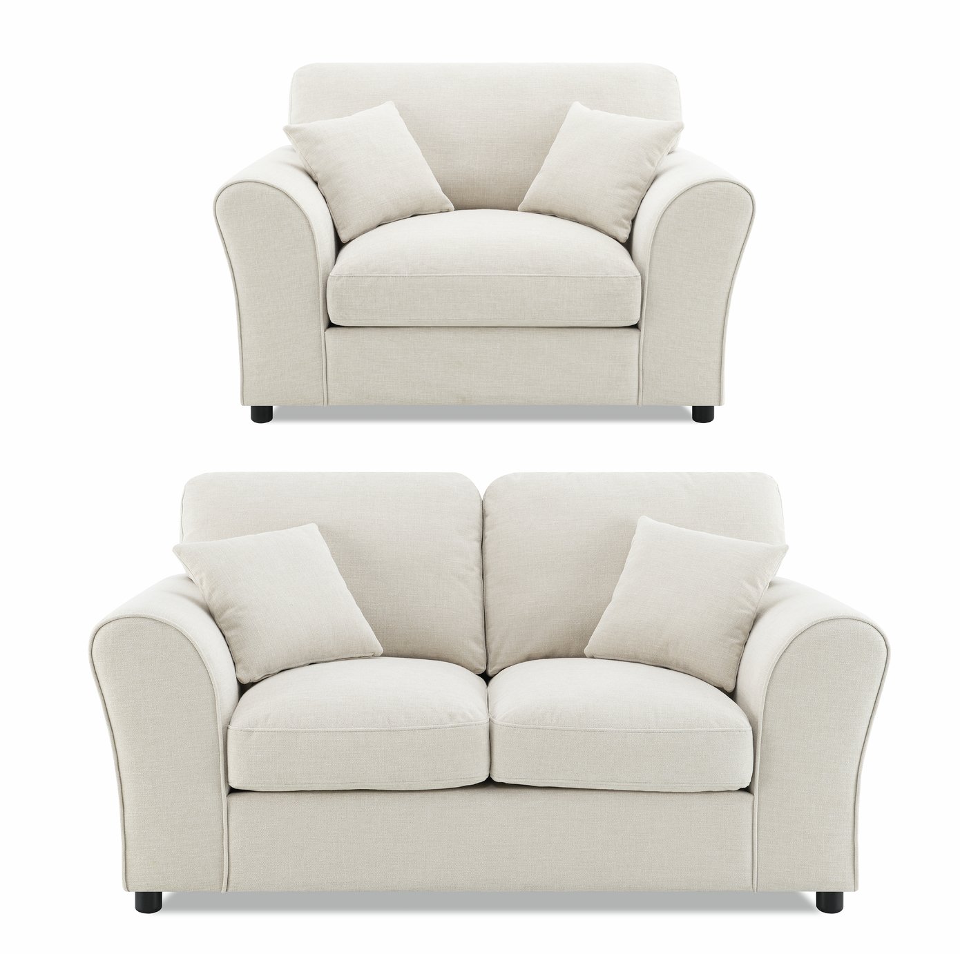 Argos Home Harry Fabric Chair & 2 Seater Sofa - Natural