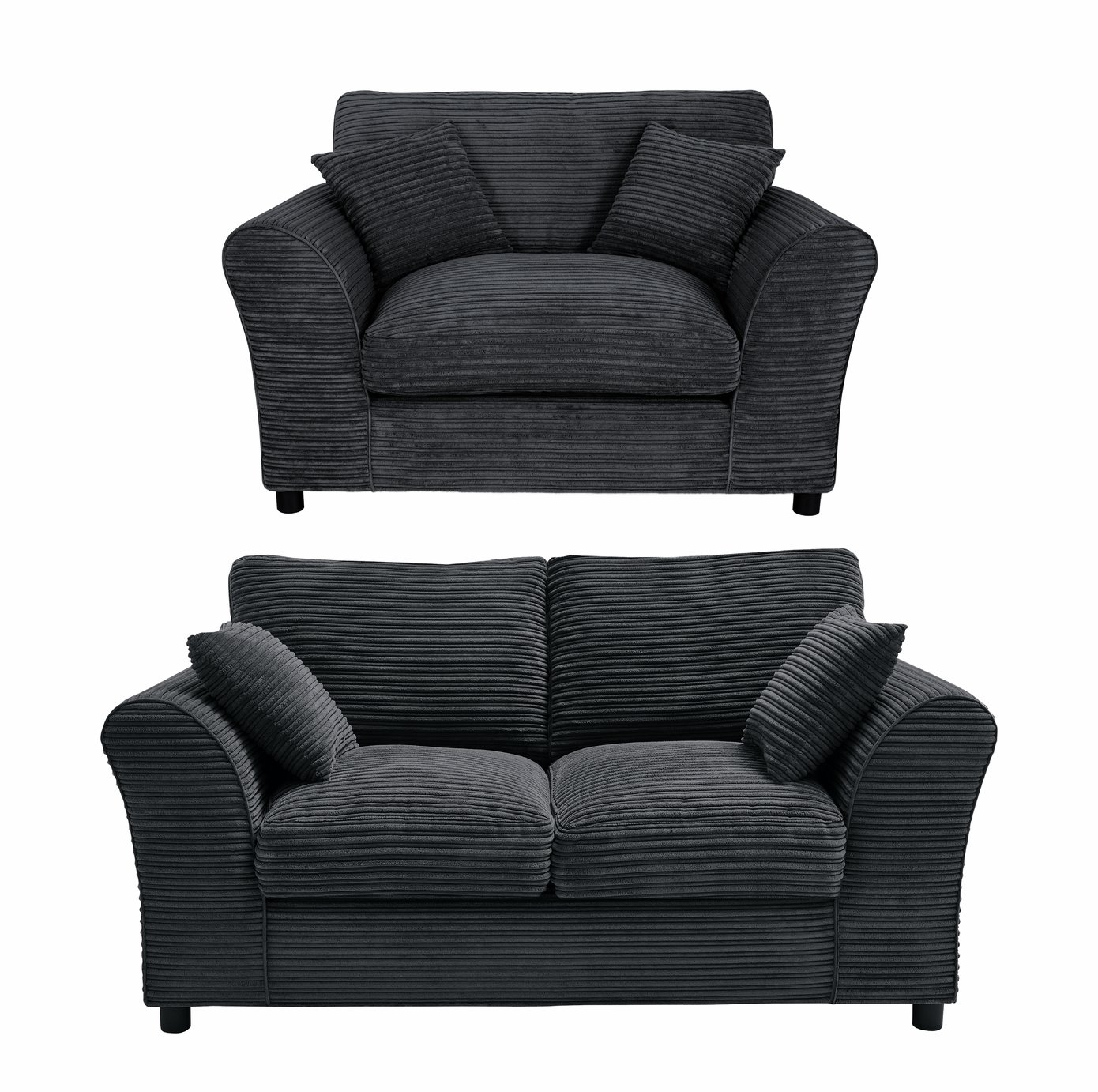 Argos Home Harry Fabric Chair & 2 Seater Sofa - Charcoal