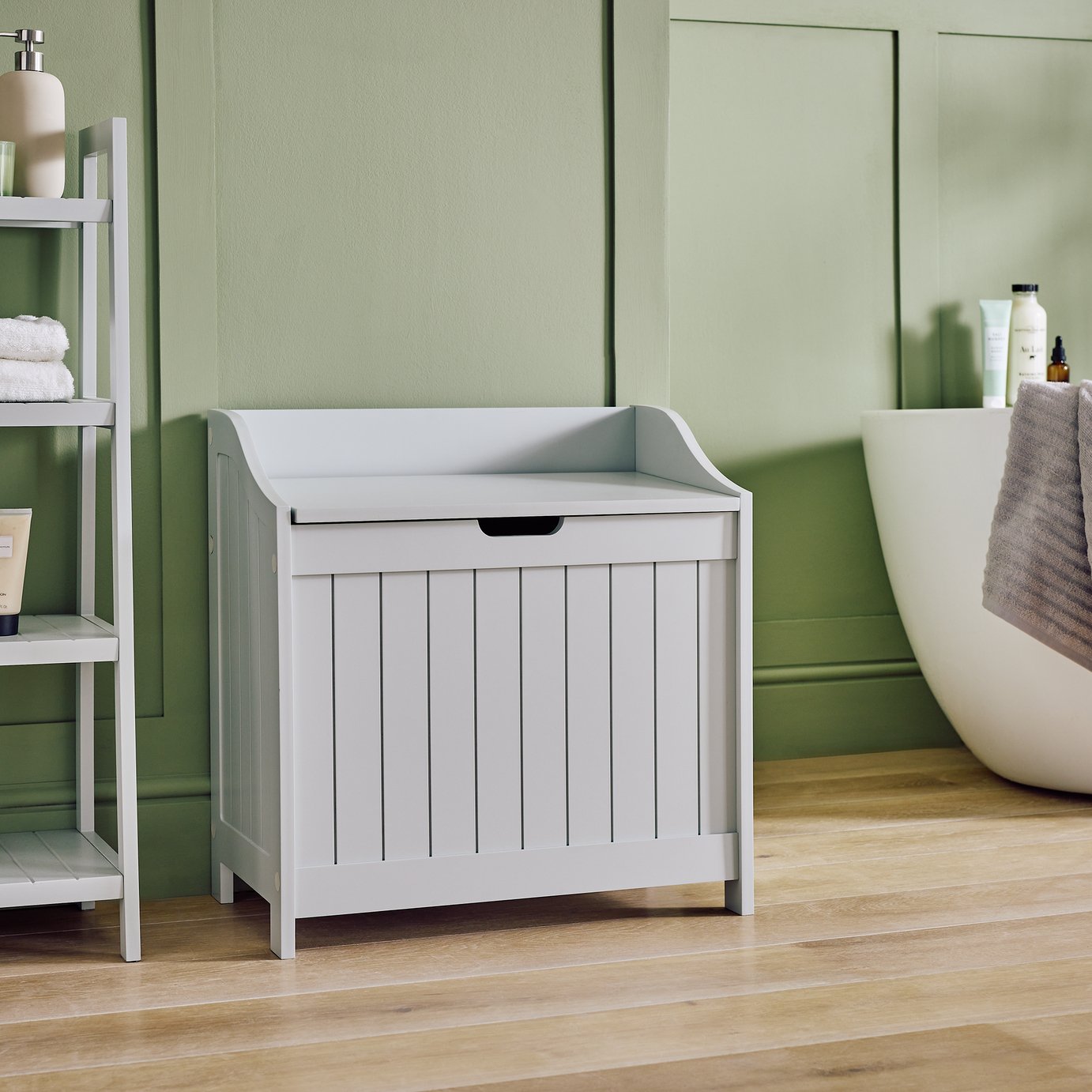 Argos Home 100L Monks Bench Style Linen Bin - Grey