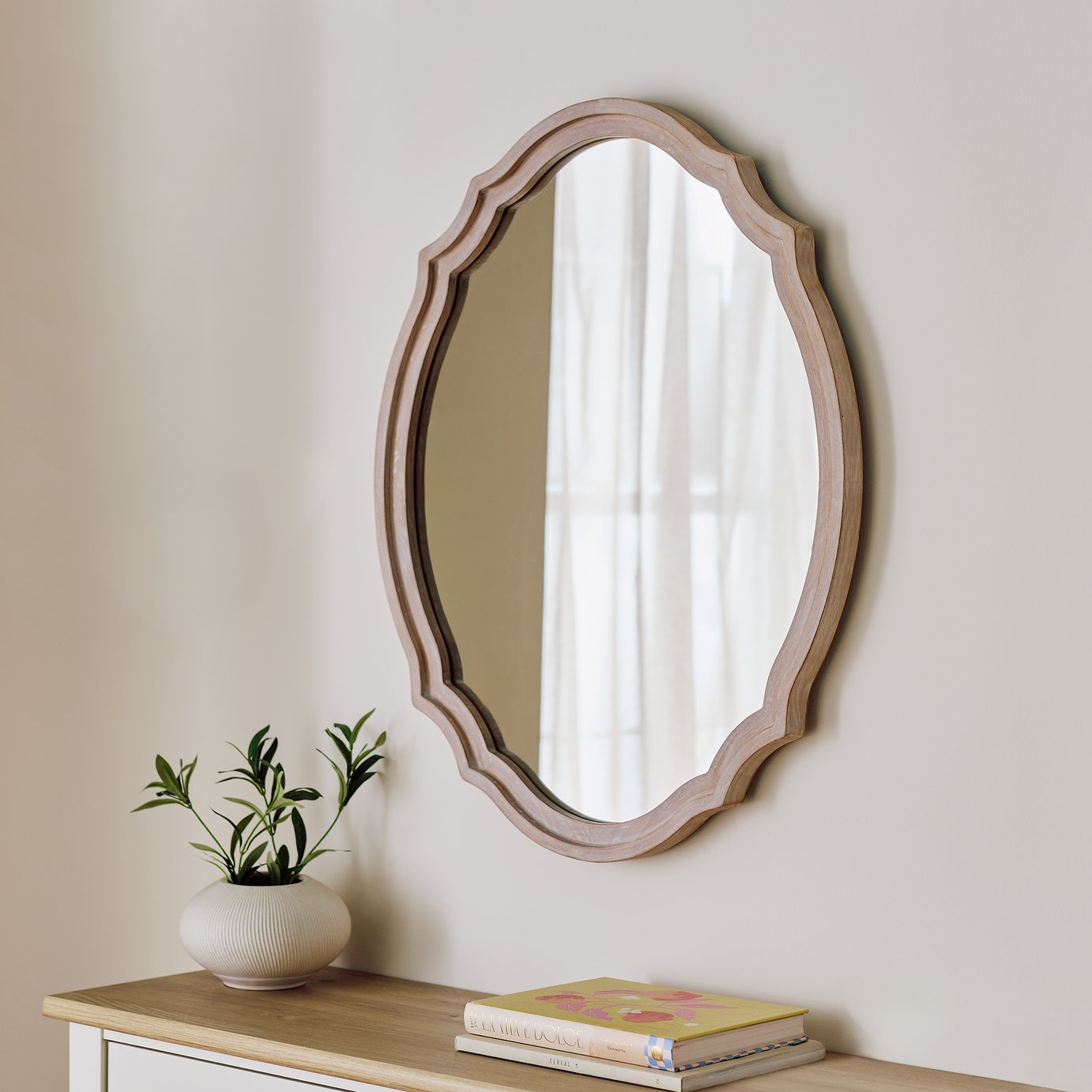 Argos Home Decorative Wooden Oval Wall Mirror - 76x61cm