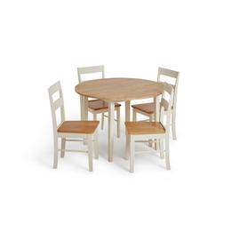 Habitat Chicago Solid Wood Round Table & 4 Two Tone Chair