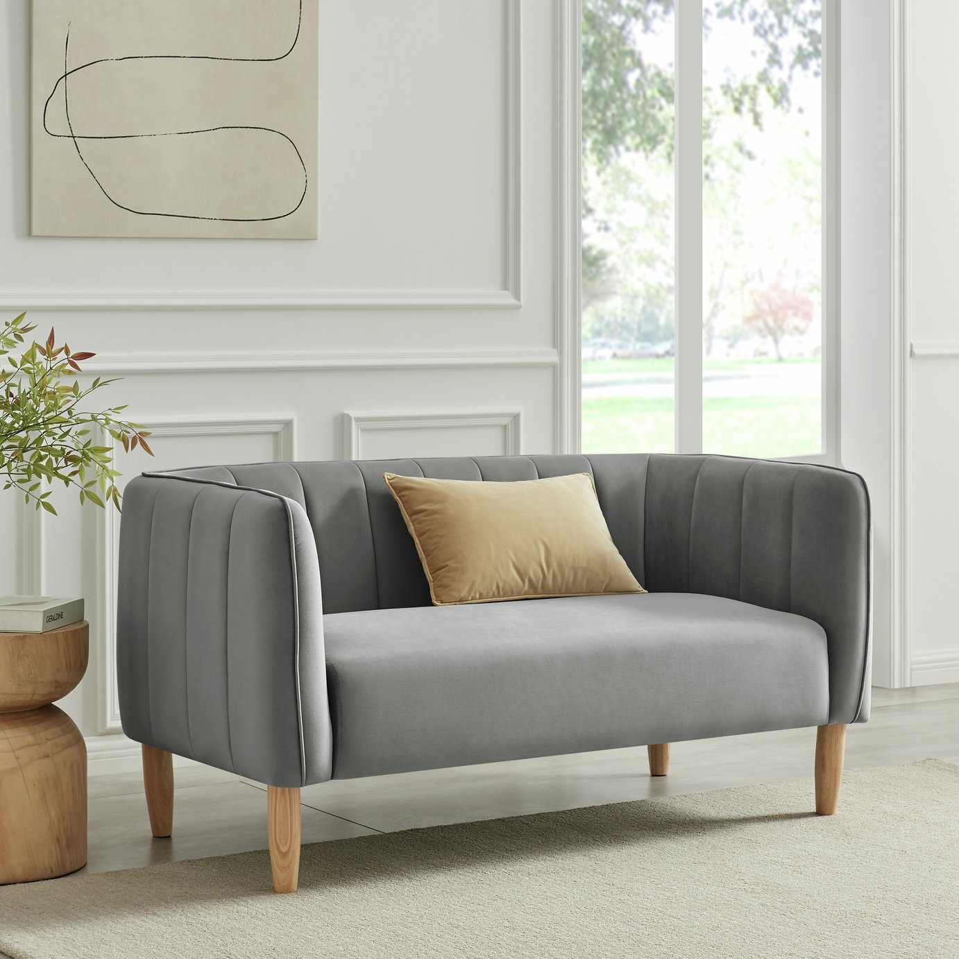 Argos Home Pandora Velvet 2 Seater Sofa - Grey