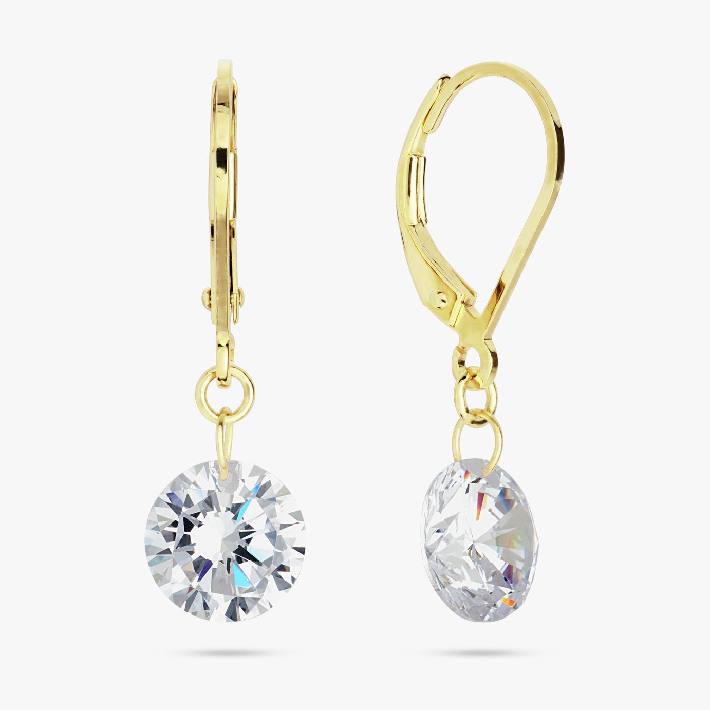 Revere 9ct Gold Plated Silver Cubic Zirconia Drop Earrings