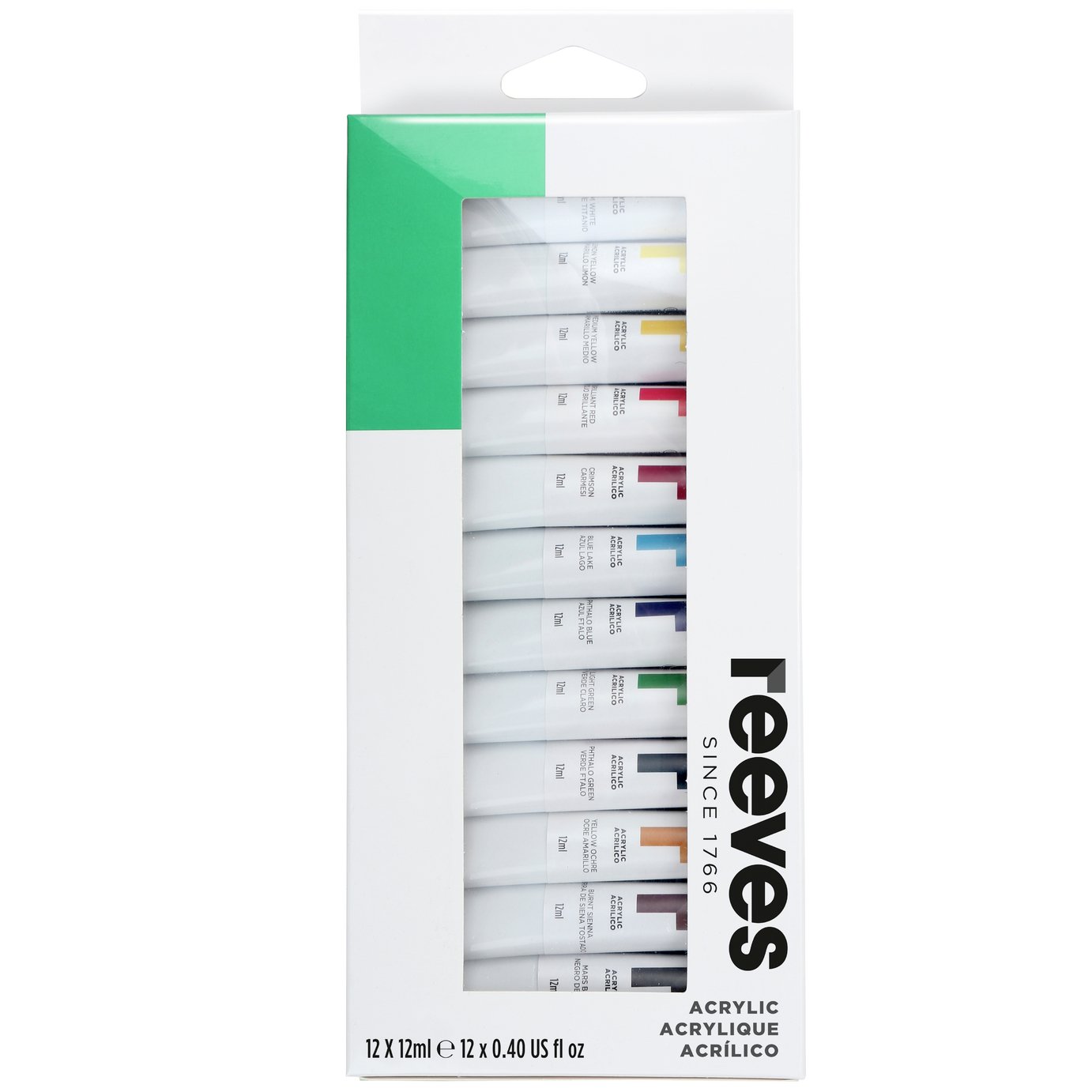 Reeves Acrylic 12 Vibrant Colours Tube Paint Set