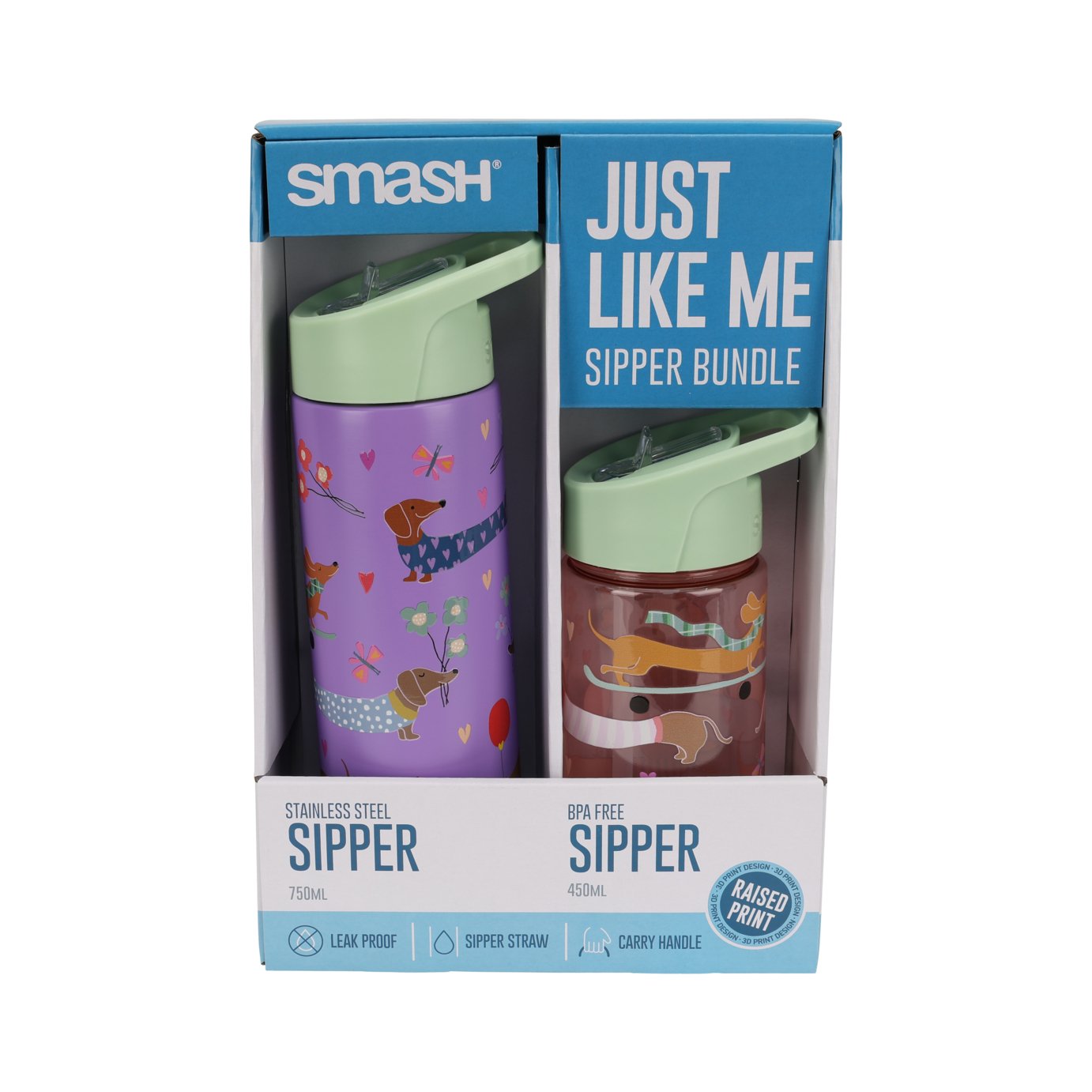 Smash Dachshund Themed Sipper Water Bottle Set