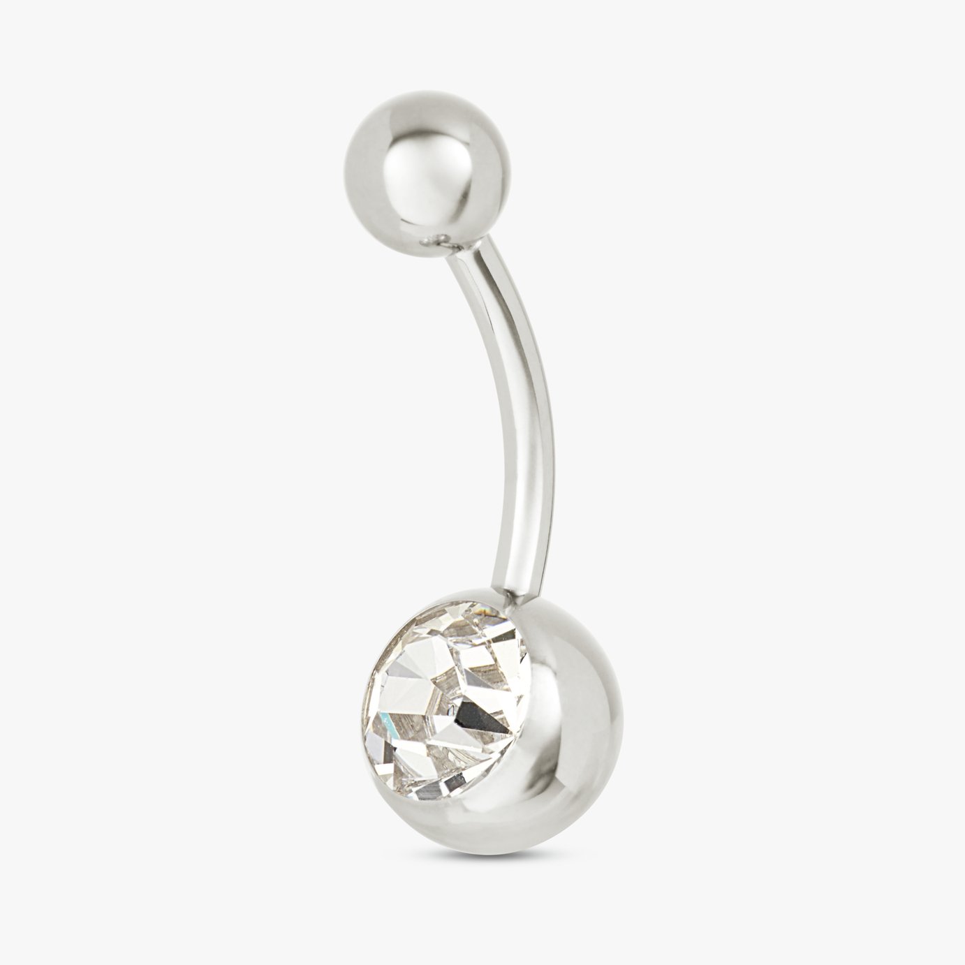 Revere Surgical Steel Clear Crystal Belly Bar