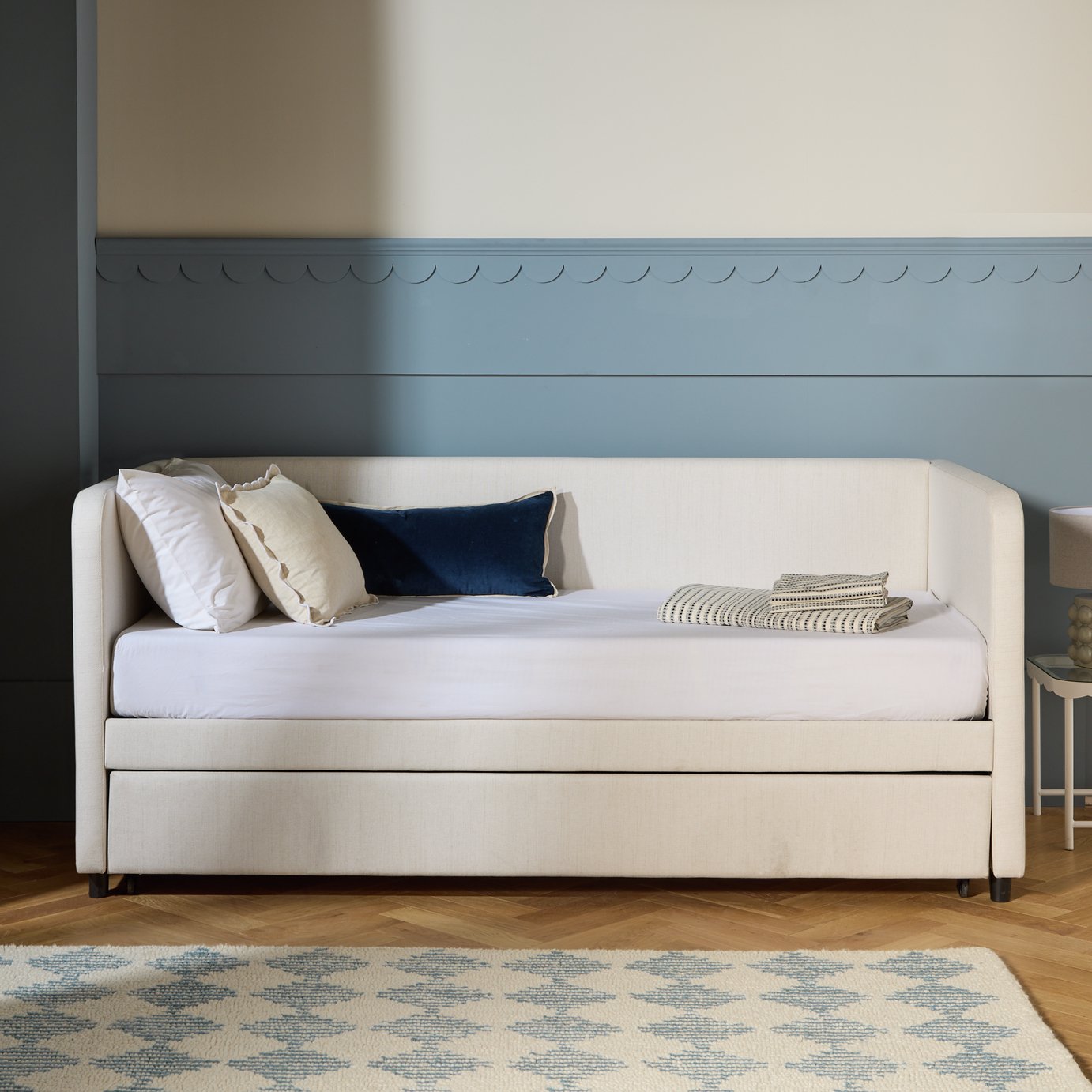 Habitat Chadwell Single Trundle Bed with 2 Mattress - Cream