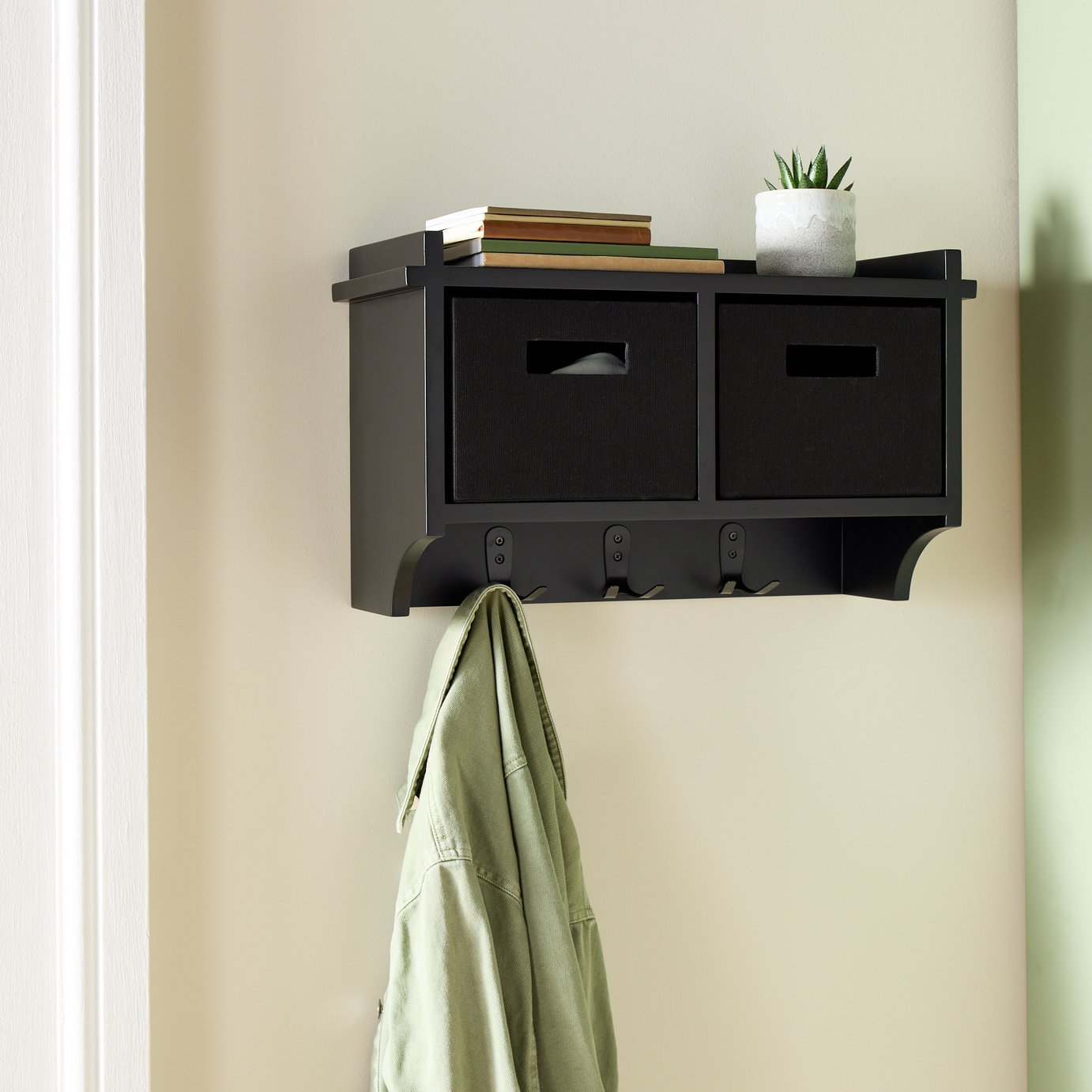 Argos Home Coat Rack with 2 Fabric Storage Boxes - Black