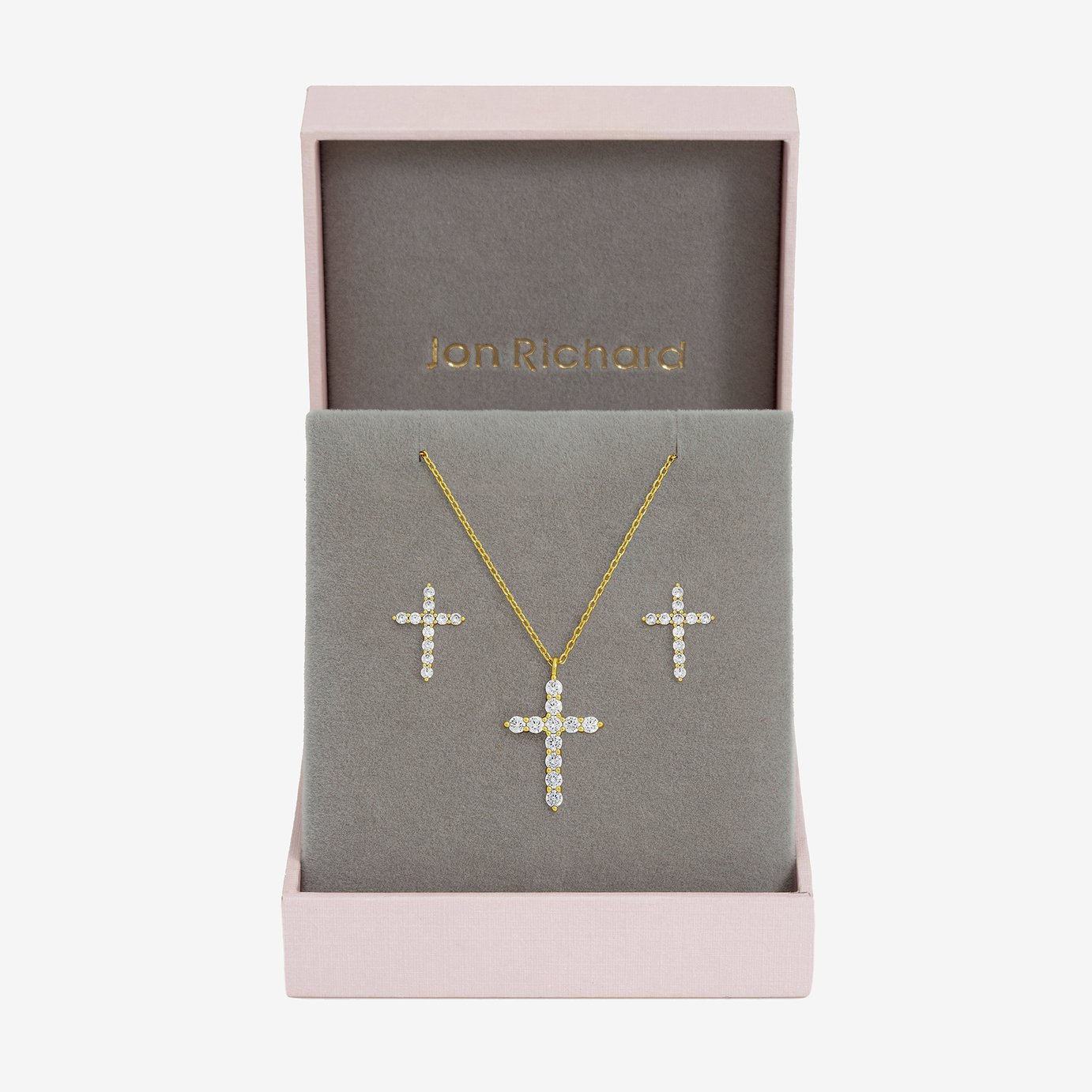 Jon Richard Gold Plated Cubic Zirconia Cross Set
