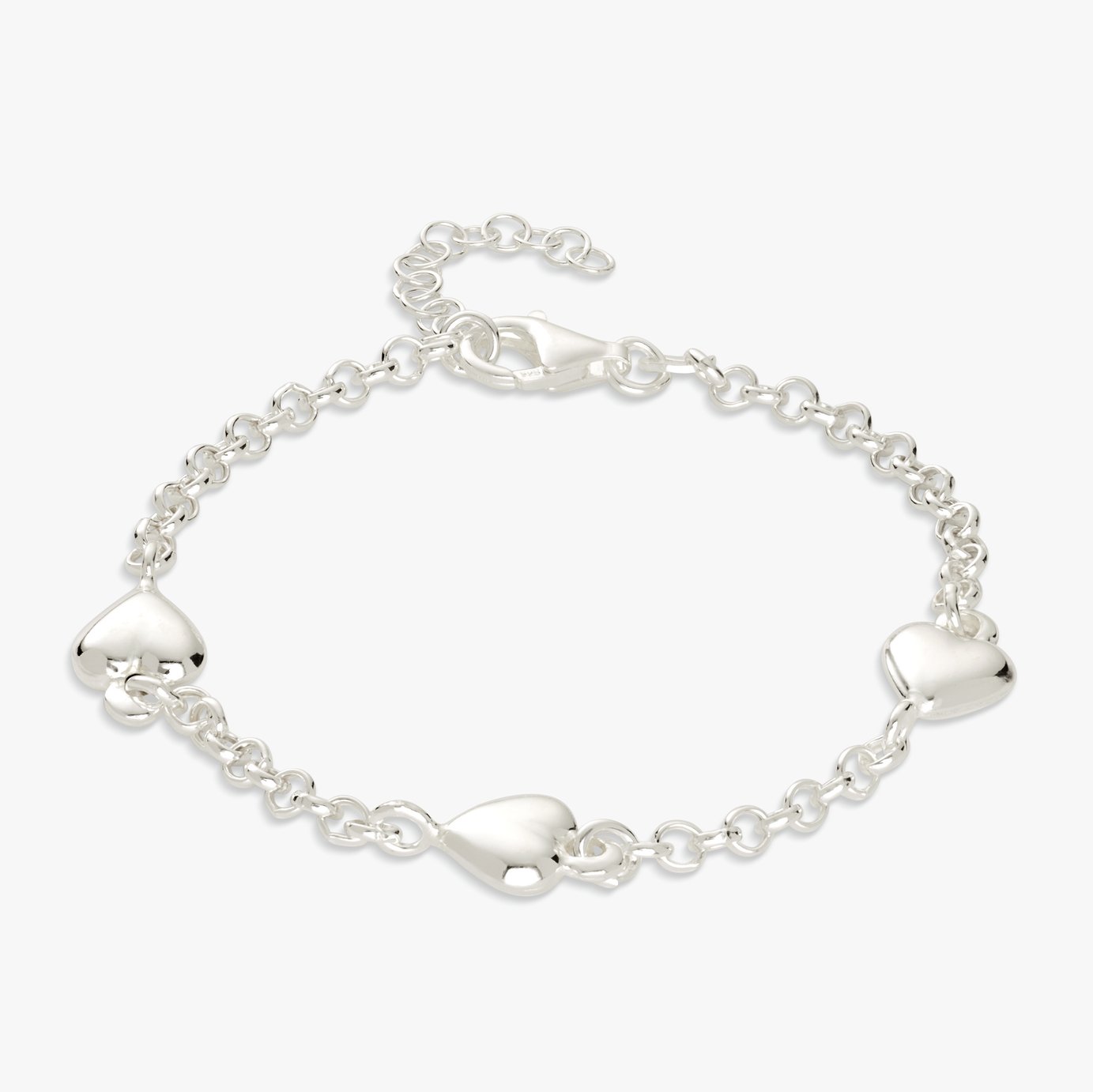 Revere Sterling Silver Triple Puffed Hearts Bracelet
