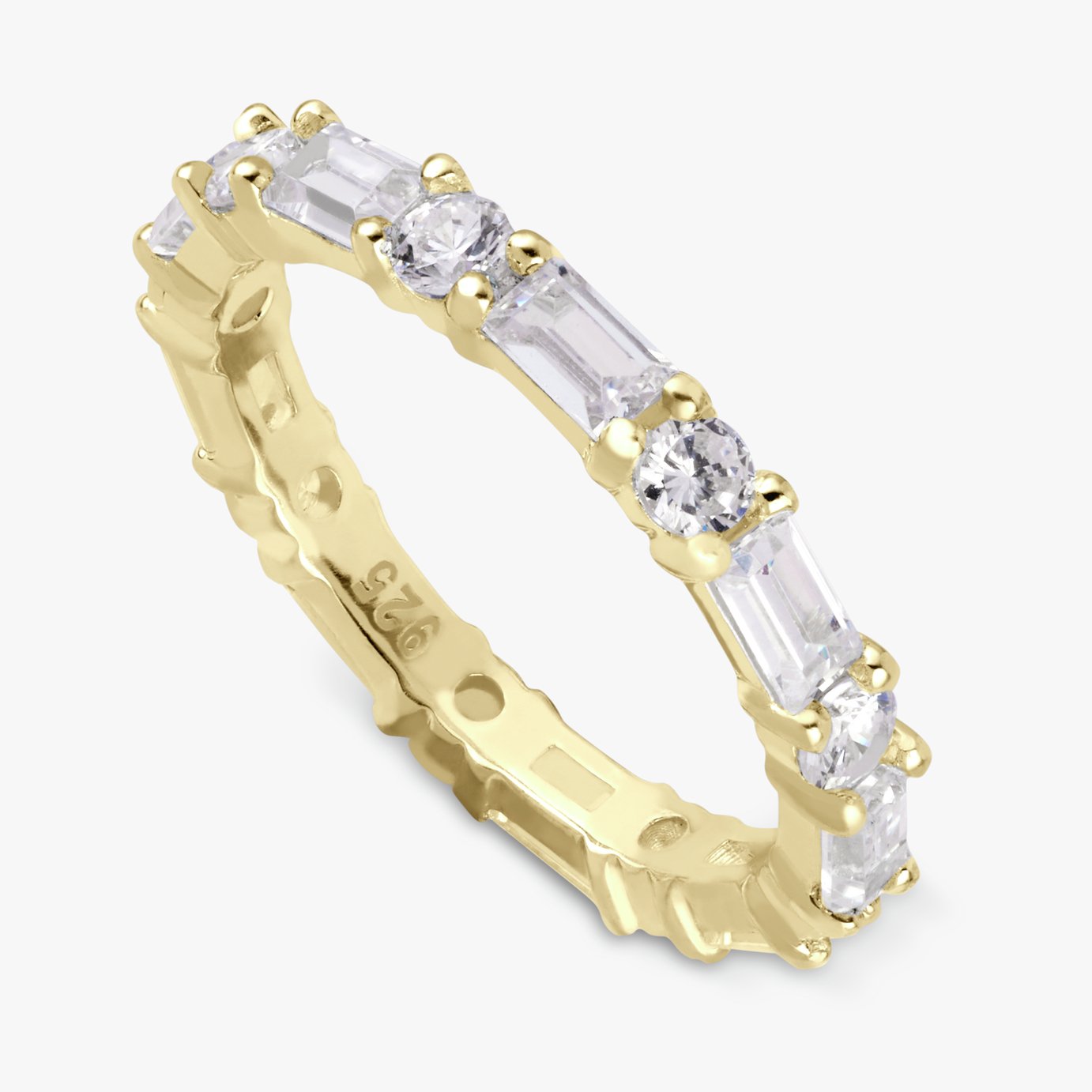 Revere Gold Plated Silver Baguette Eternity Ring