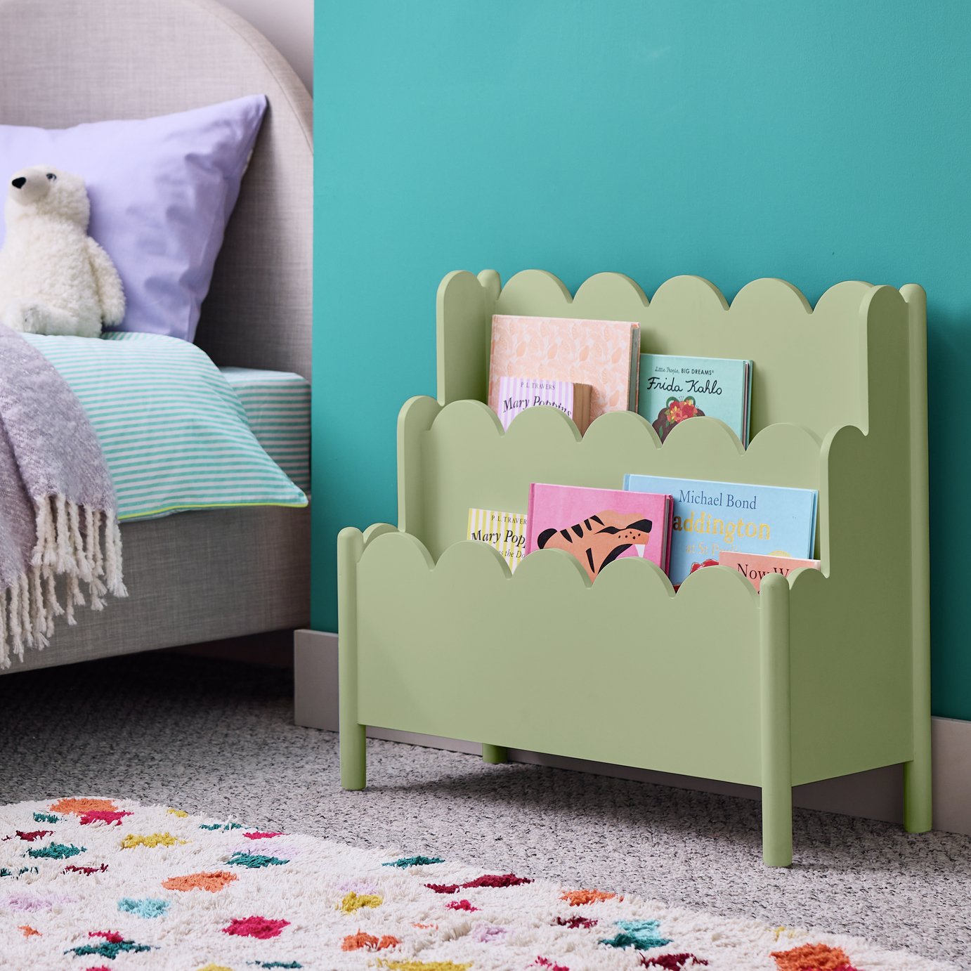 Habitat Kids Scalloped Book Storage - Sage Green