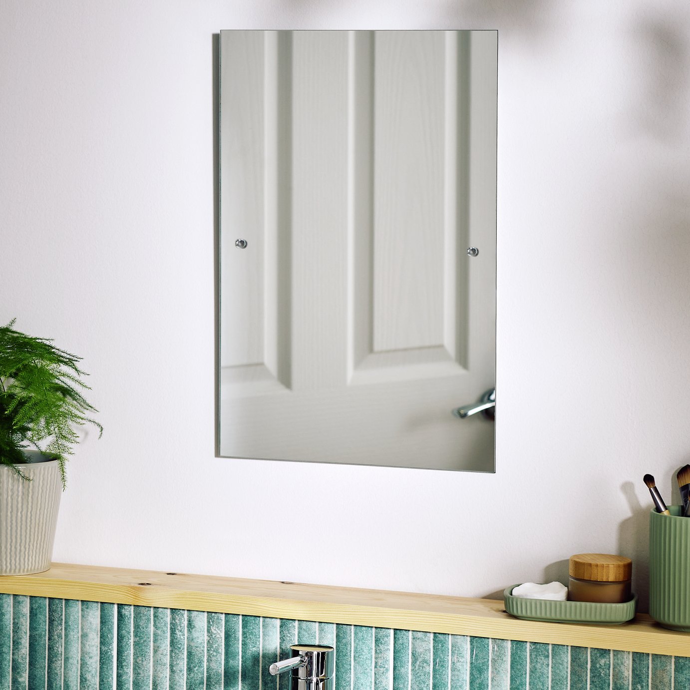 Argos Home White Drilled Bathroom Wall Mirror - 45x30cm