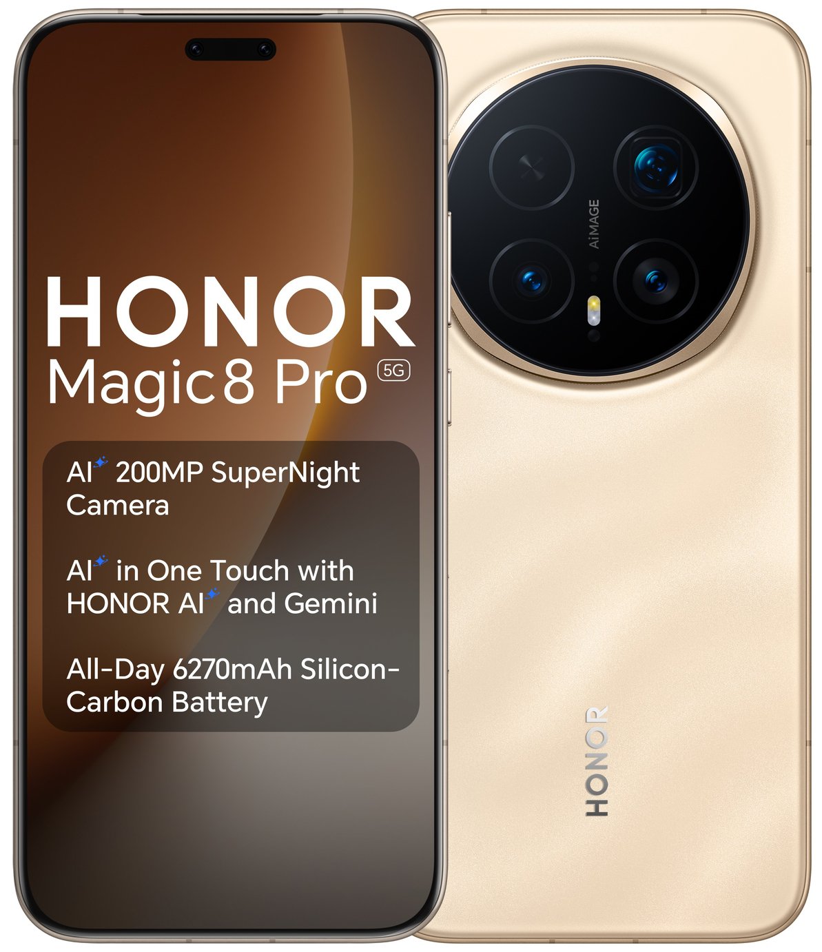 SIM Free HONOR Magic8 Pro 5G 512GB AI Phone - Sunrise Gold