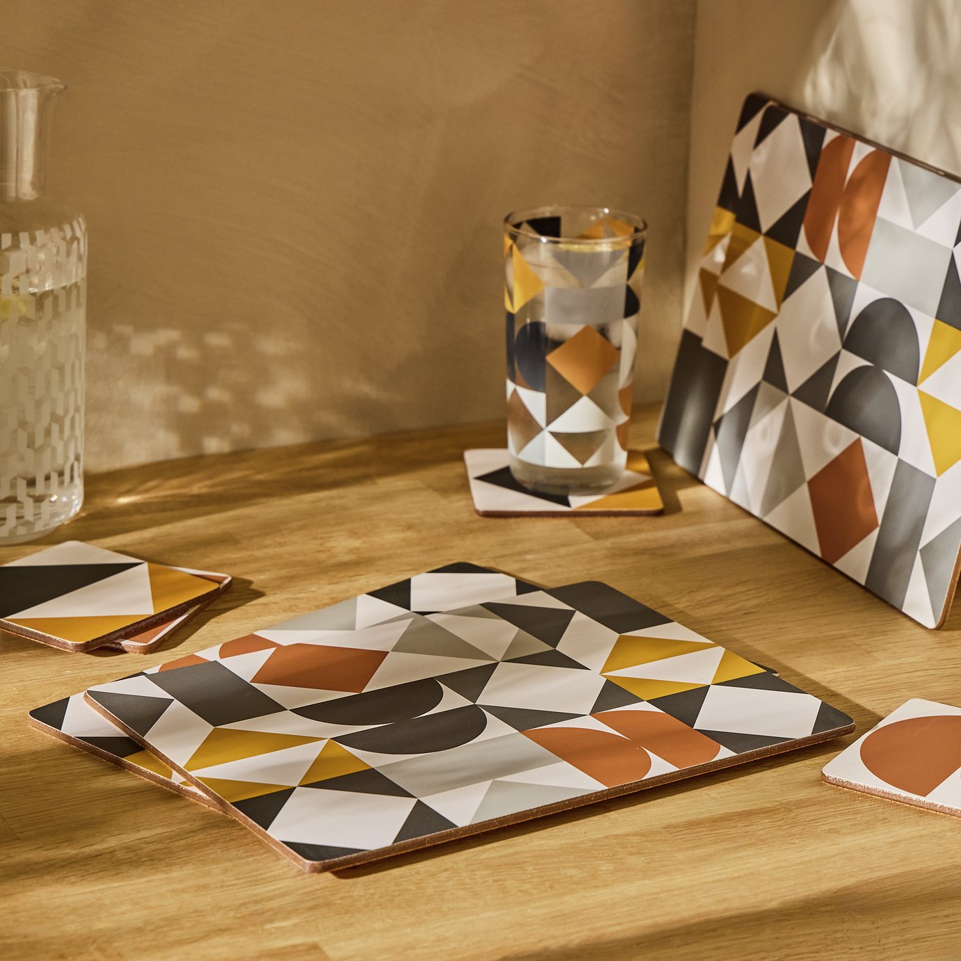 Argos Home Geo Corkback Set of 4 Placemats and Coasters