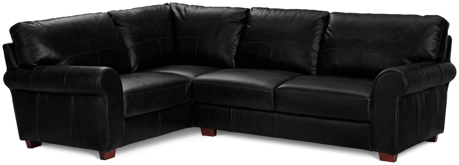 Argos Home Salisbury Leather Left Hand Corner Sofa - Black