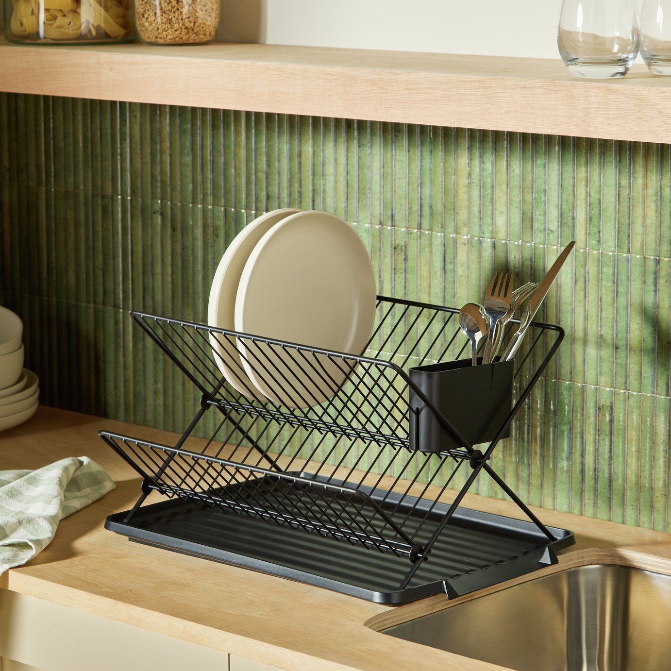 Argos Home X-shaped Cross Dish Rack - Black