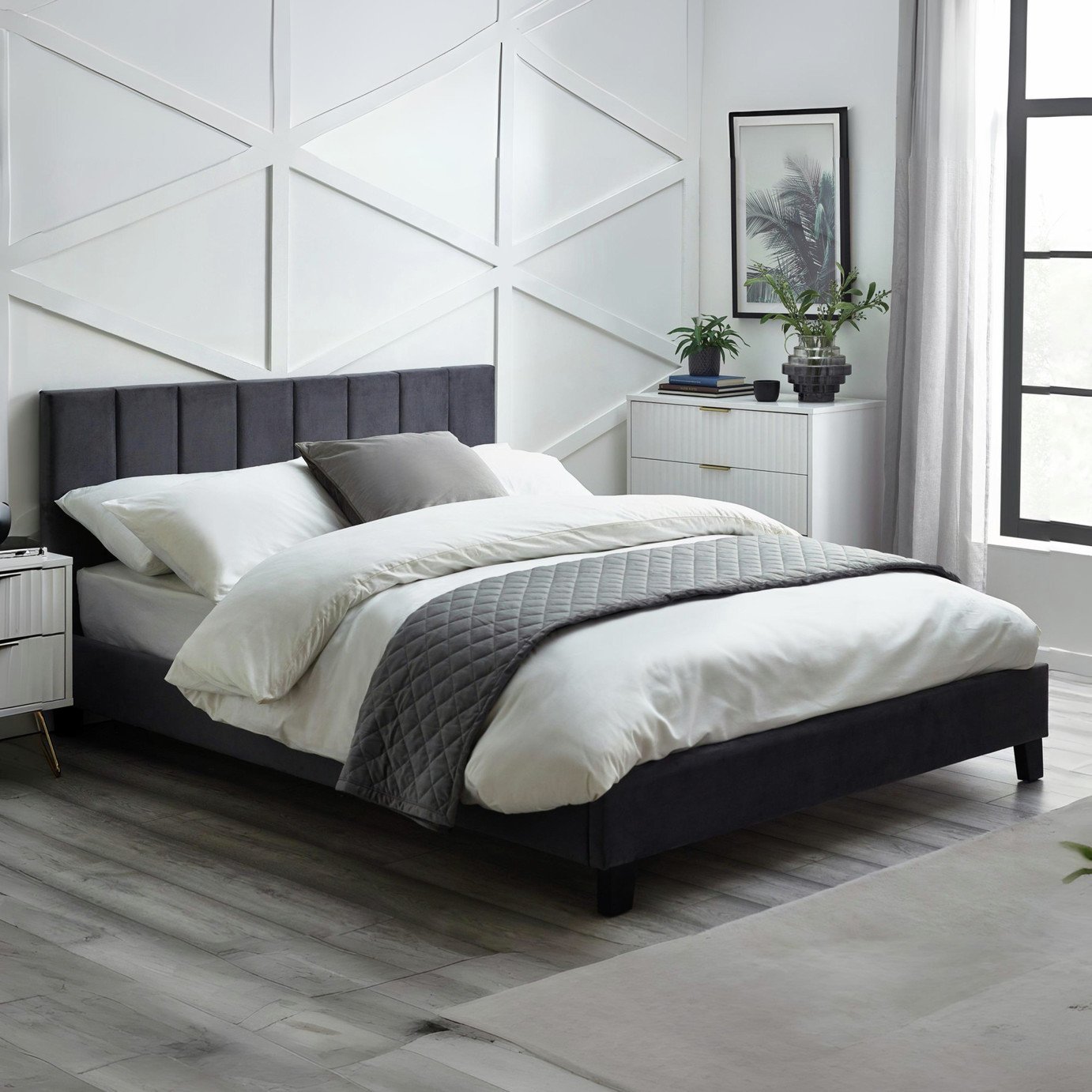 Julian Bowen Rosa Small Double Fabric Bed Frame - Grey