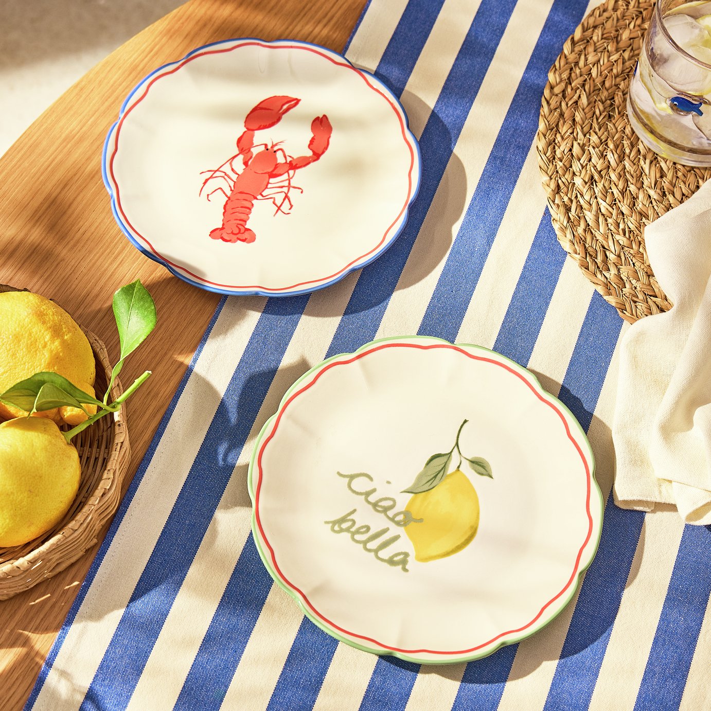 Argos Home Med Coastal 2 Piece Stoneware Side Plates - Cream