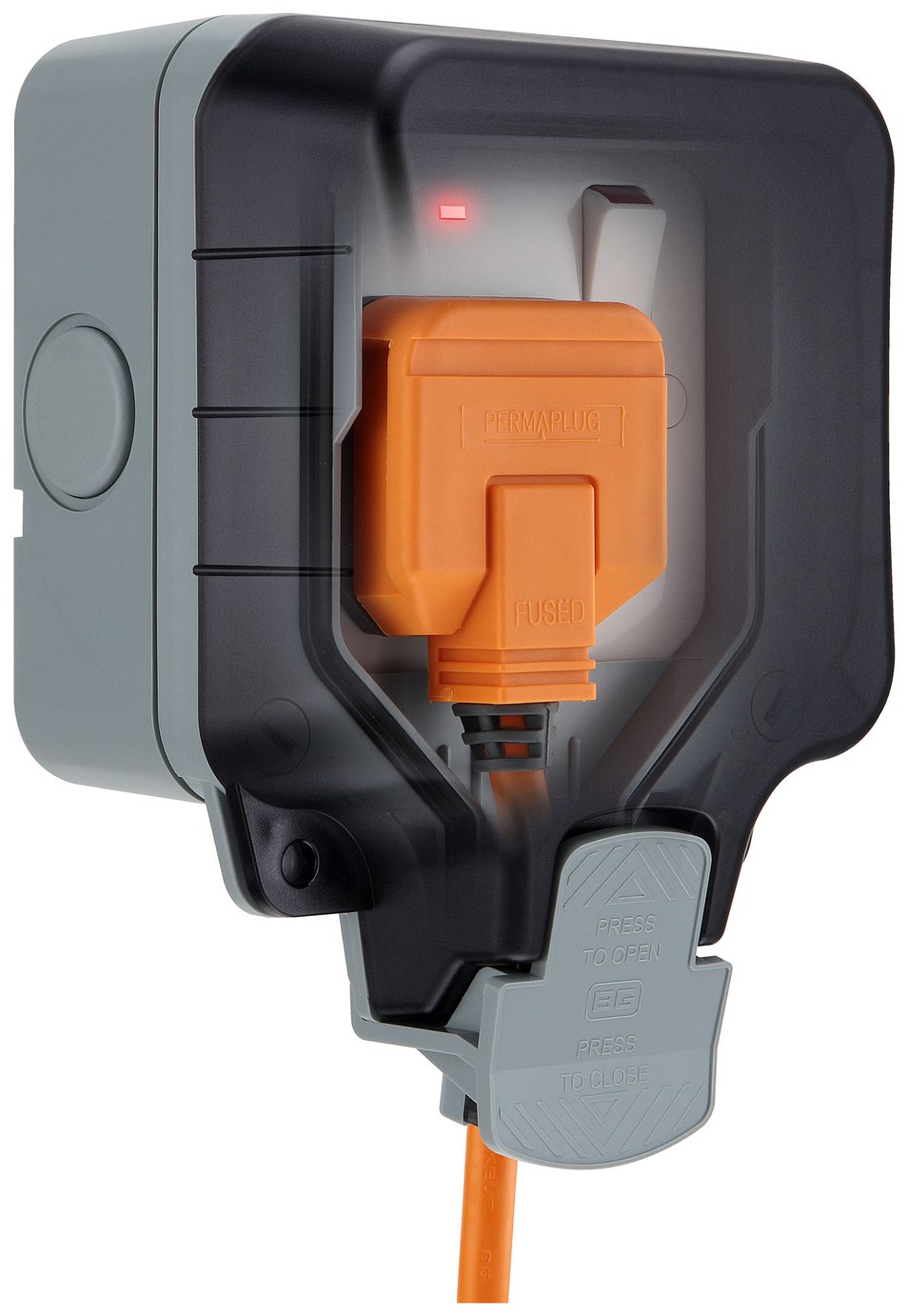 BG Electrical 1 Gang Single Switched Outdoor Power Socket