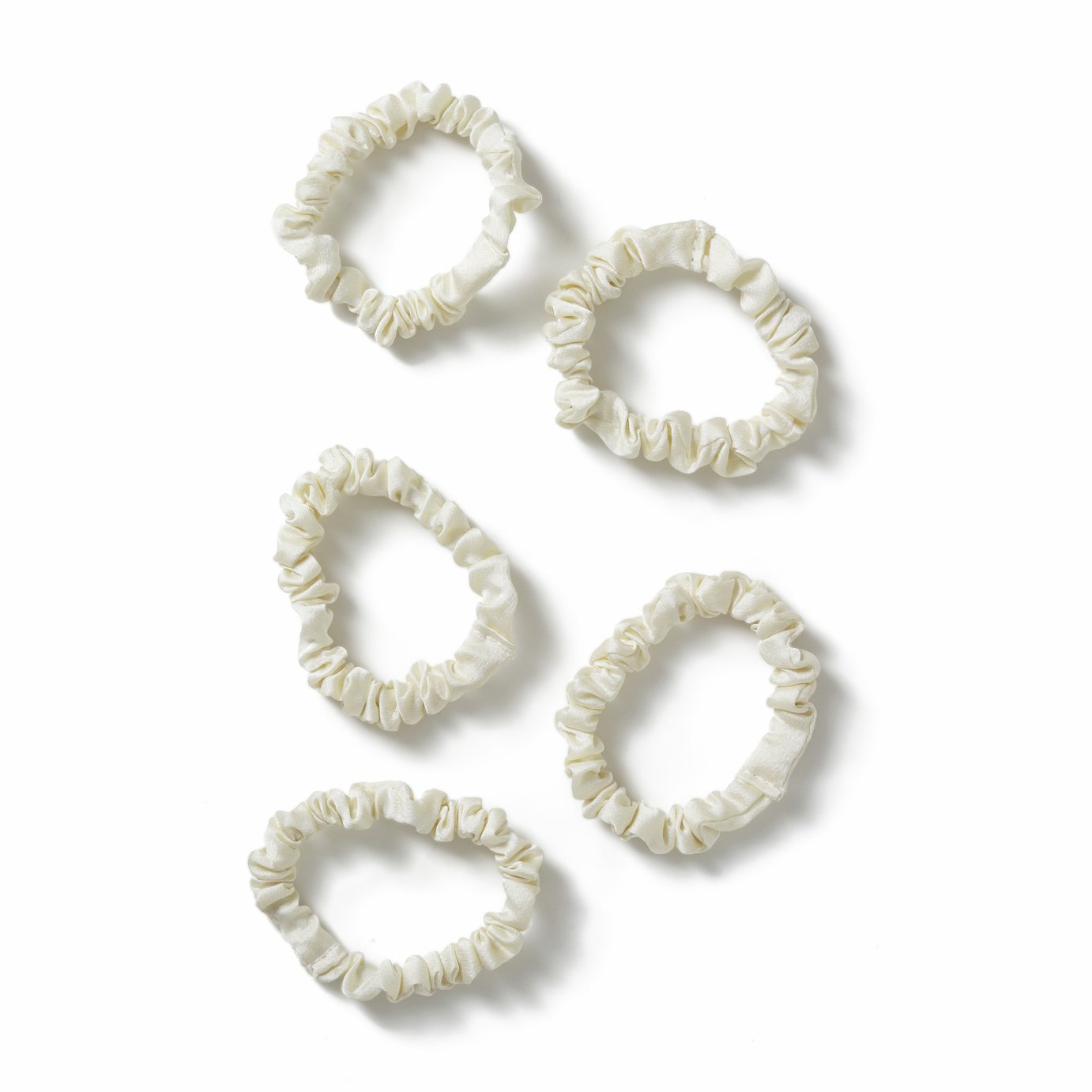Freedom Cream Ruched Thin Scrunchies - Pack of 5