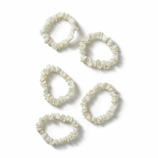 Freedom Cream Ruched Thin Scrunchies - Pack of 5