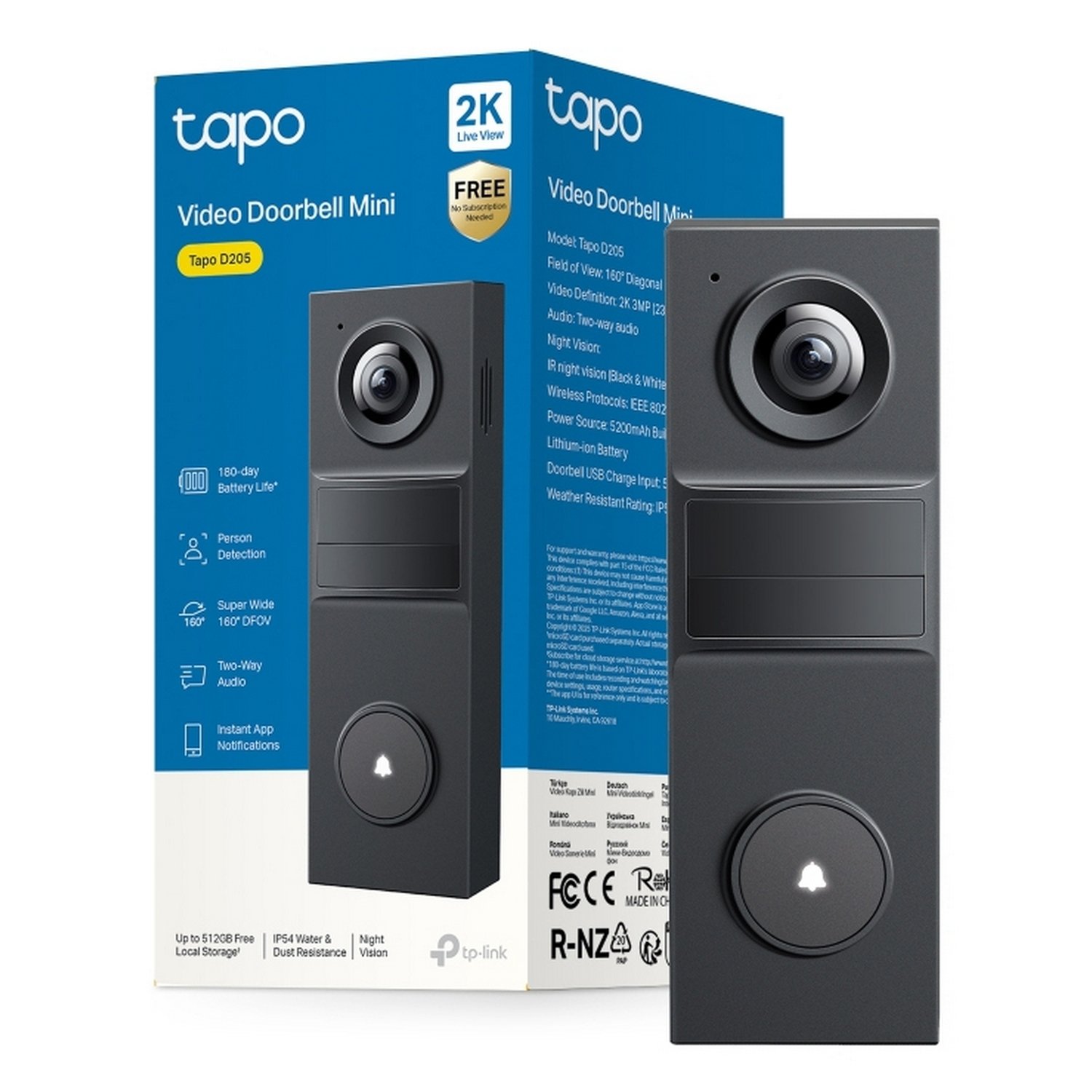 Tapo TD20 2K 3MP Battery Mini Video Doorbell Local Storage