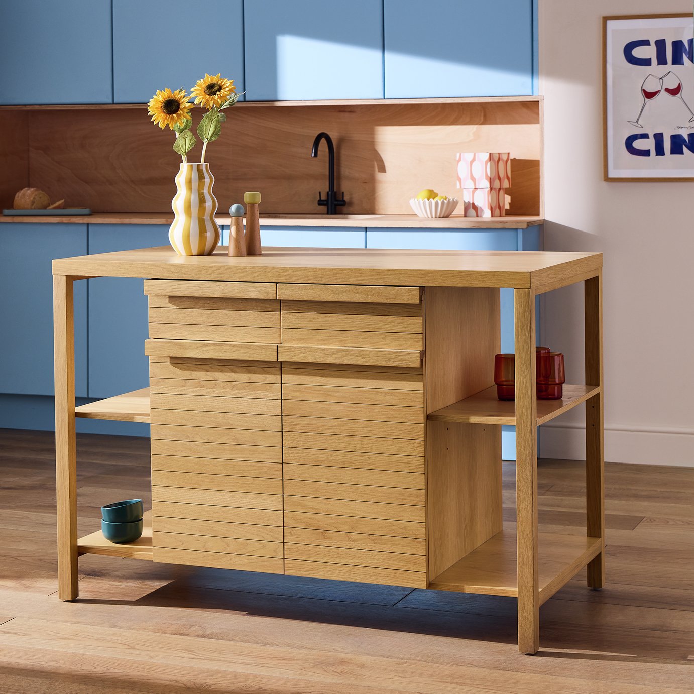 Habitat Leif Solid Wood Kitchen Island - Natural