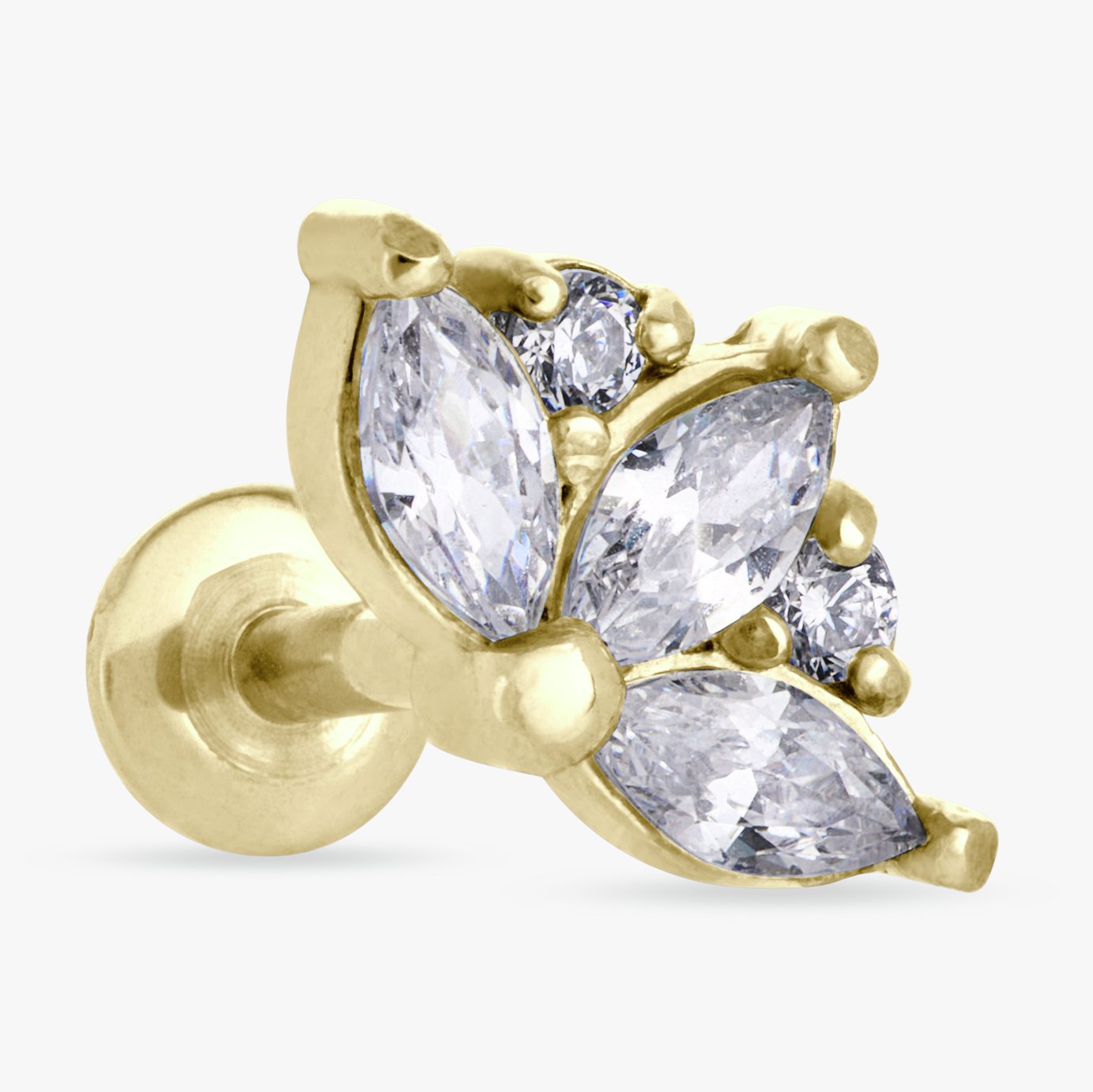 Revere Gold Coloured Tiara Flatback Stud Earrings