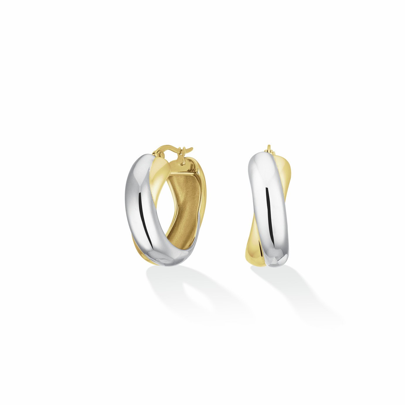 Rosefield Stainless Steel Duotone Crossed Hoops Earrings