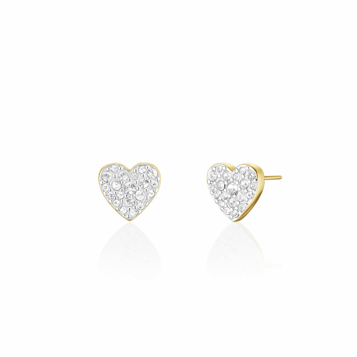Rosefield Gold Plated Pave Set Crystal Heart Studs