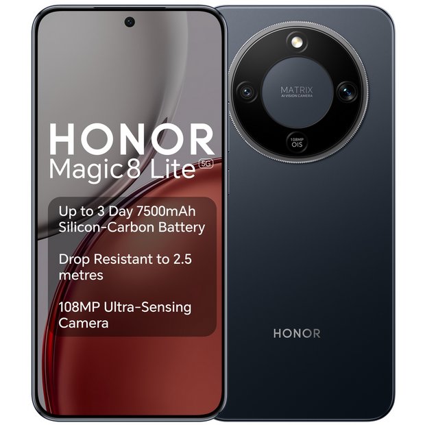 Buy SIM Free HONOR Magic8 Lite 5G 512GB AI Phone Midnight Black