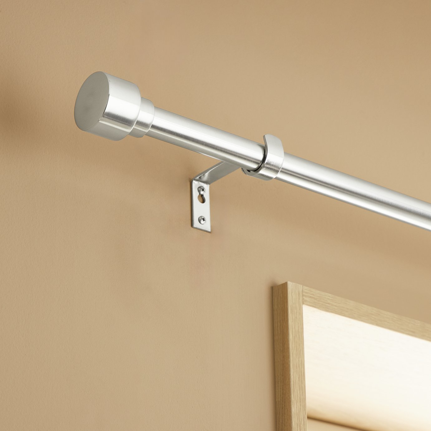 Argos Home Extendable Metal Stud Stainless Steel Curtain Pole - 165 - 300cm
