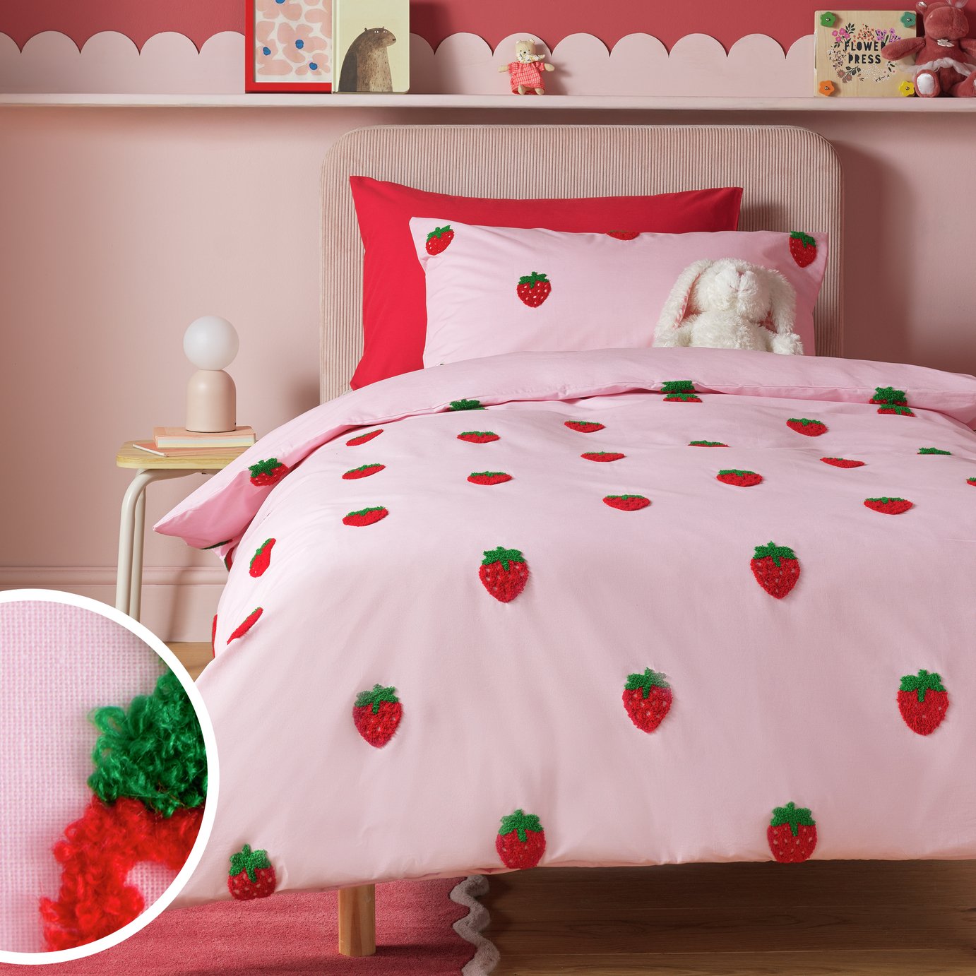 Argos Home Kids Tufted Strawberry Pink Bedding Set