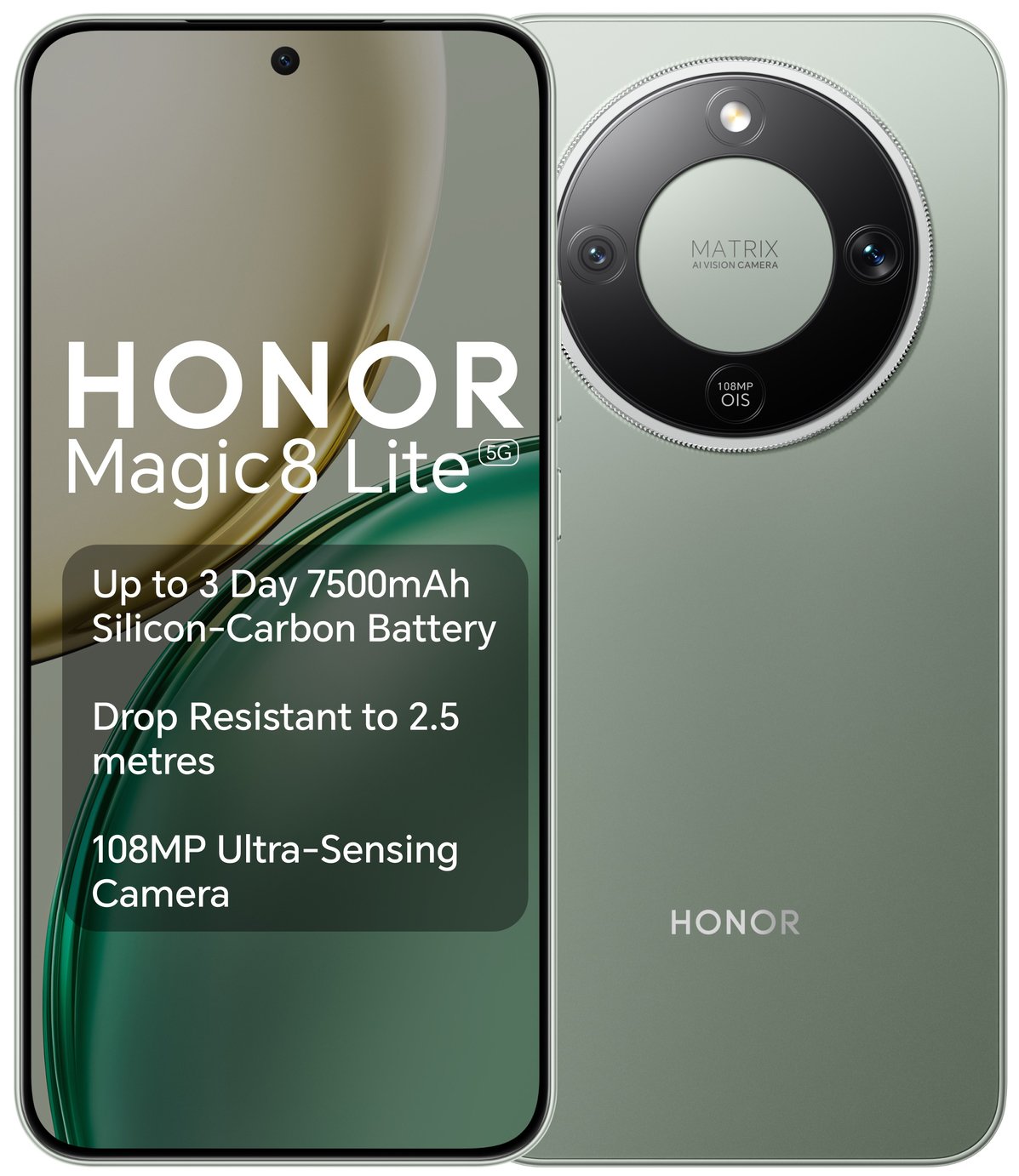 SIM Free HONOR Magic8 Lite 5G 512GB AI Phone - Forest Green