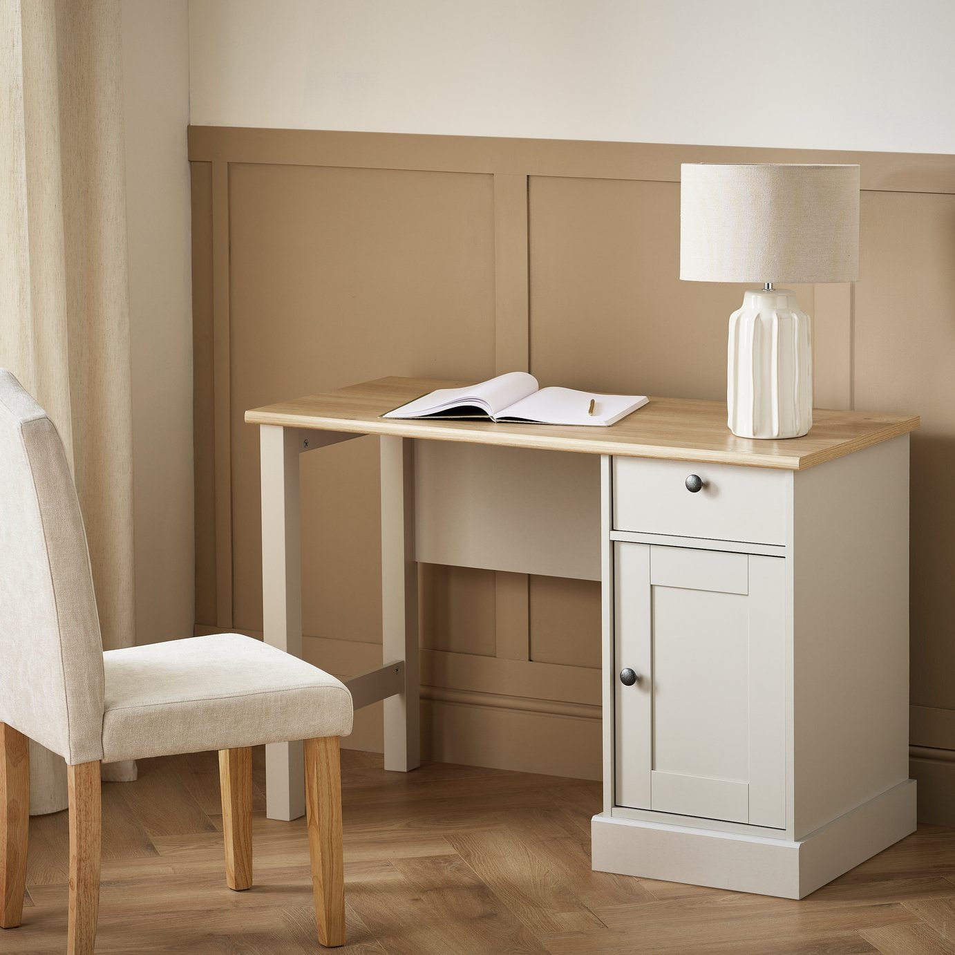 Argos Home Winchester 1 Drawer Office Desk - Cream