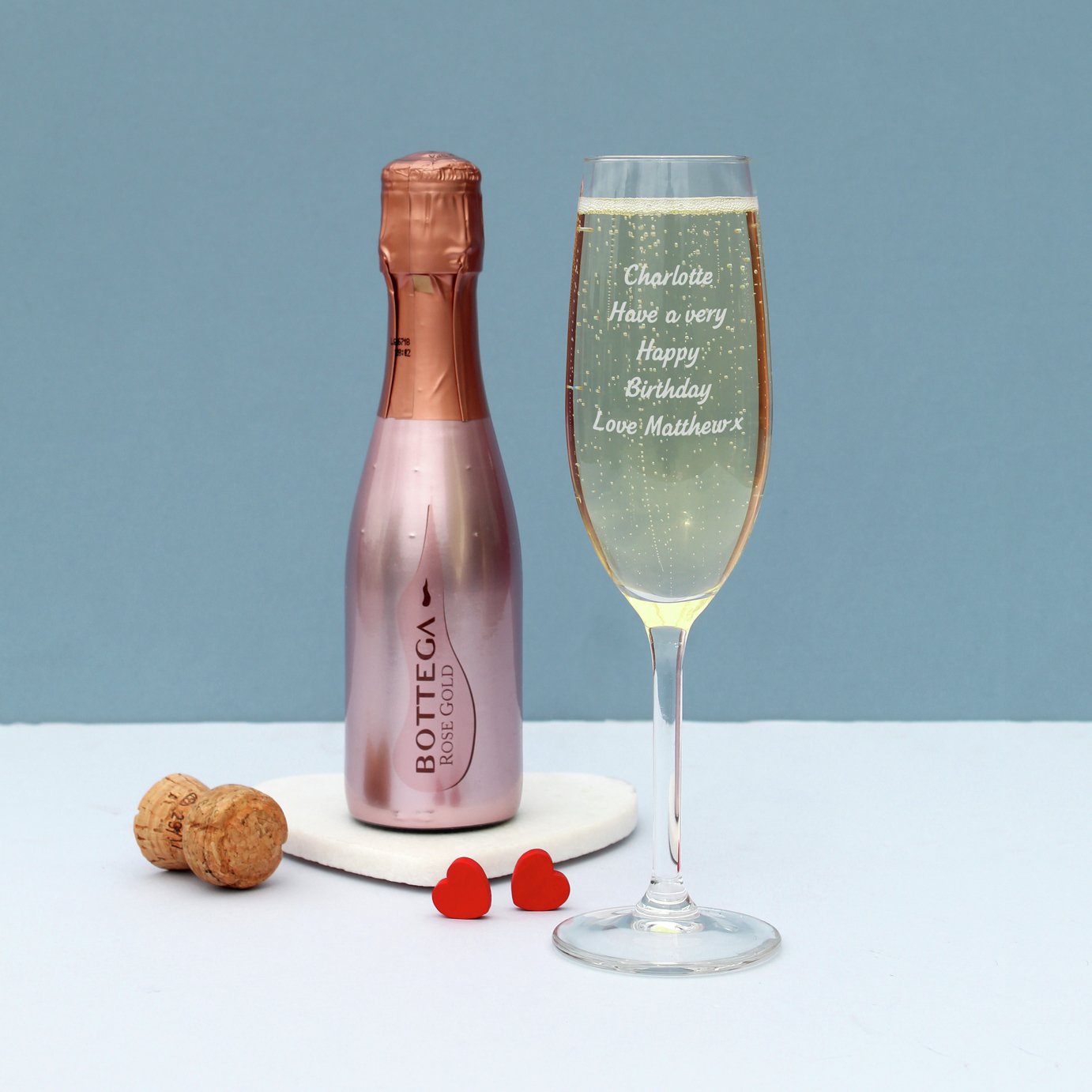 Personalised Message Flute Bottega Prosecco - Rose Gold