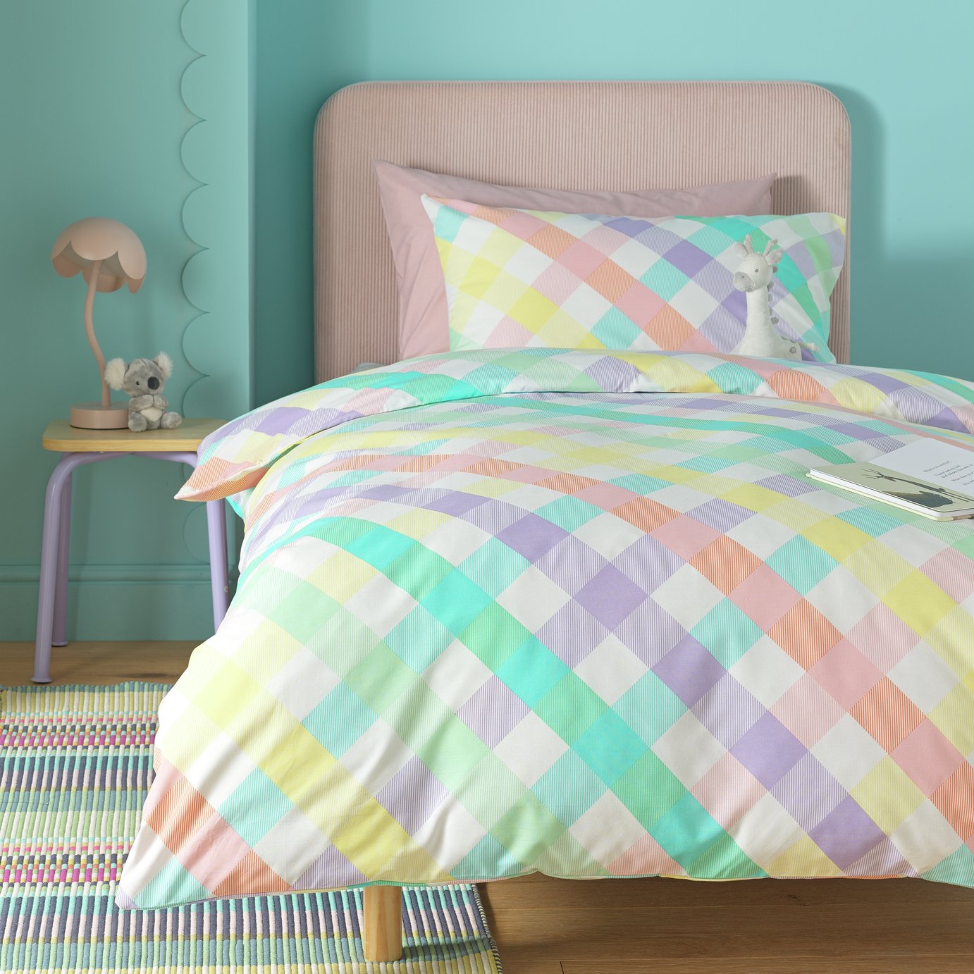 Argos Home Kids Gingham Brights Bedding Set
