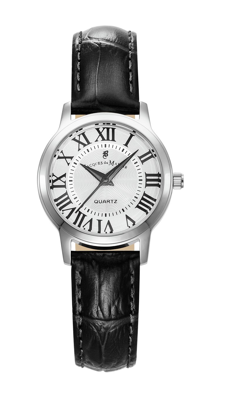 Jacques Du Manoir Genesis Womens Black Leather Strap Watch