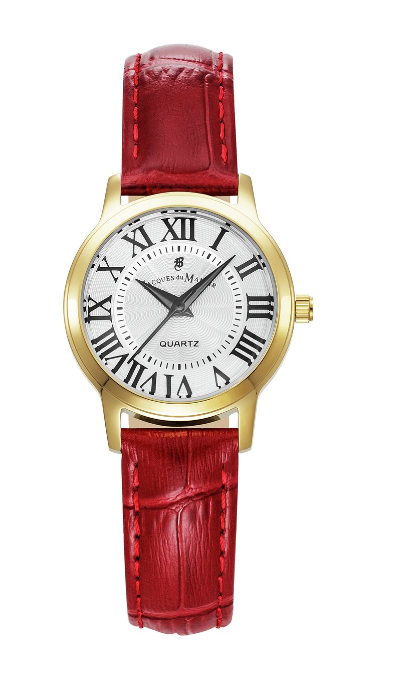 Jacques Du Manoir Genesis Ladies Red Leather Strap Watch