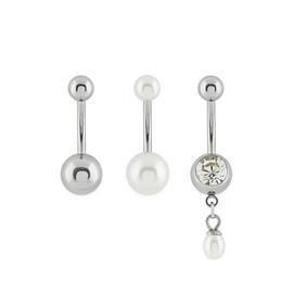 State of Mine Stainless Steel Pearl Belly Bars - Set of 3