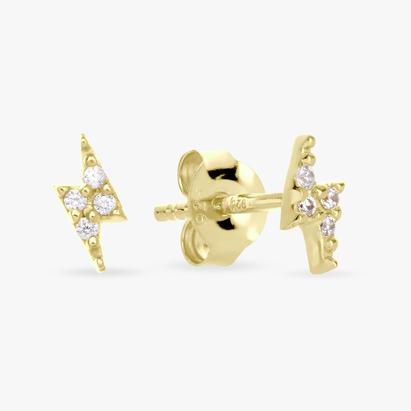 Revere Gold Plated Silver Lightening Bolt Stud Earrings