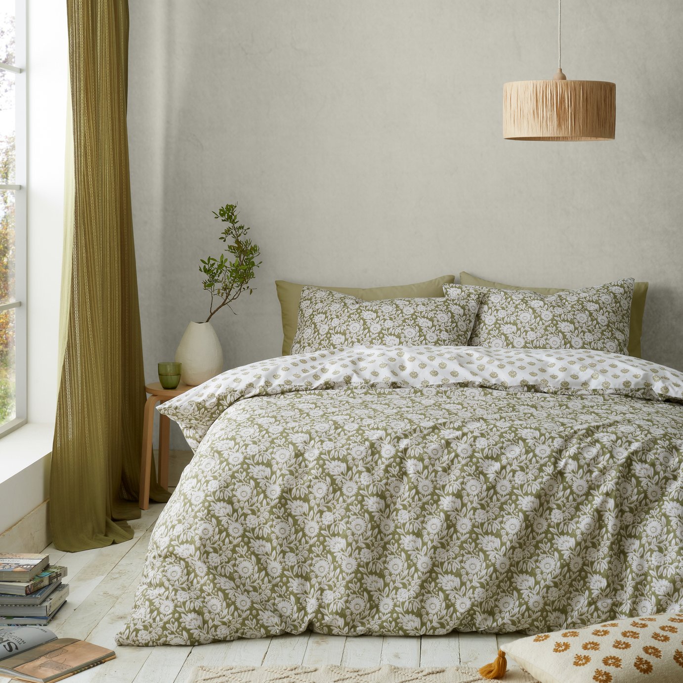 Pineapple Elephant Tangier Floral Olive Bedding Set
