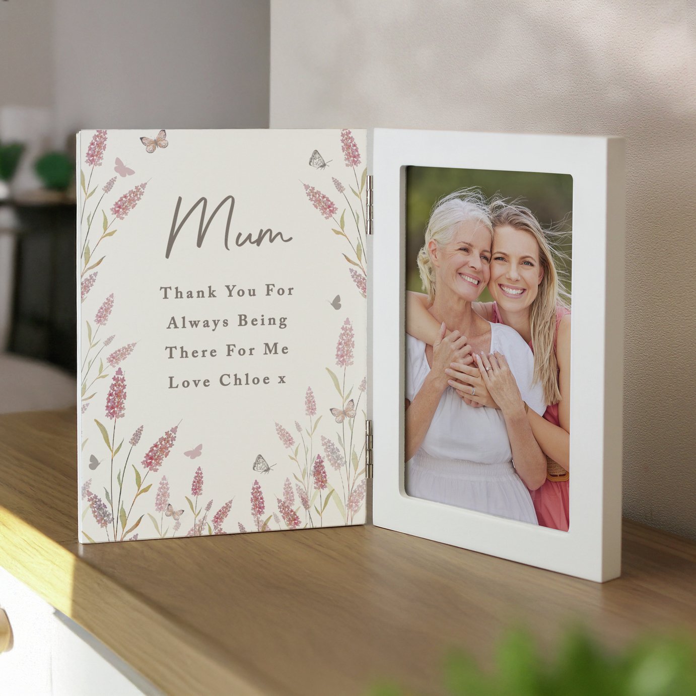 Personalised Message Wooden Floral Photo Frame - 6x4cm