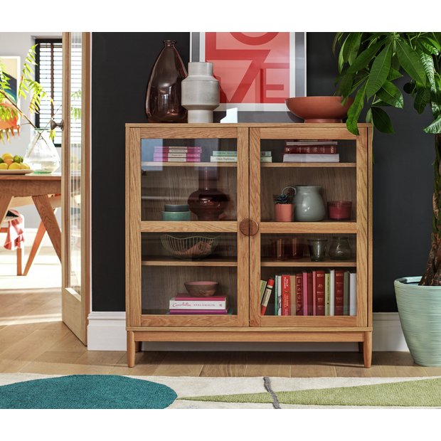 Small Display Cabinets Soho Oak Low Open Display Shelf Unit | The
