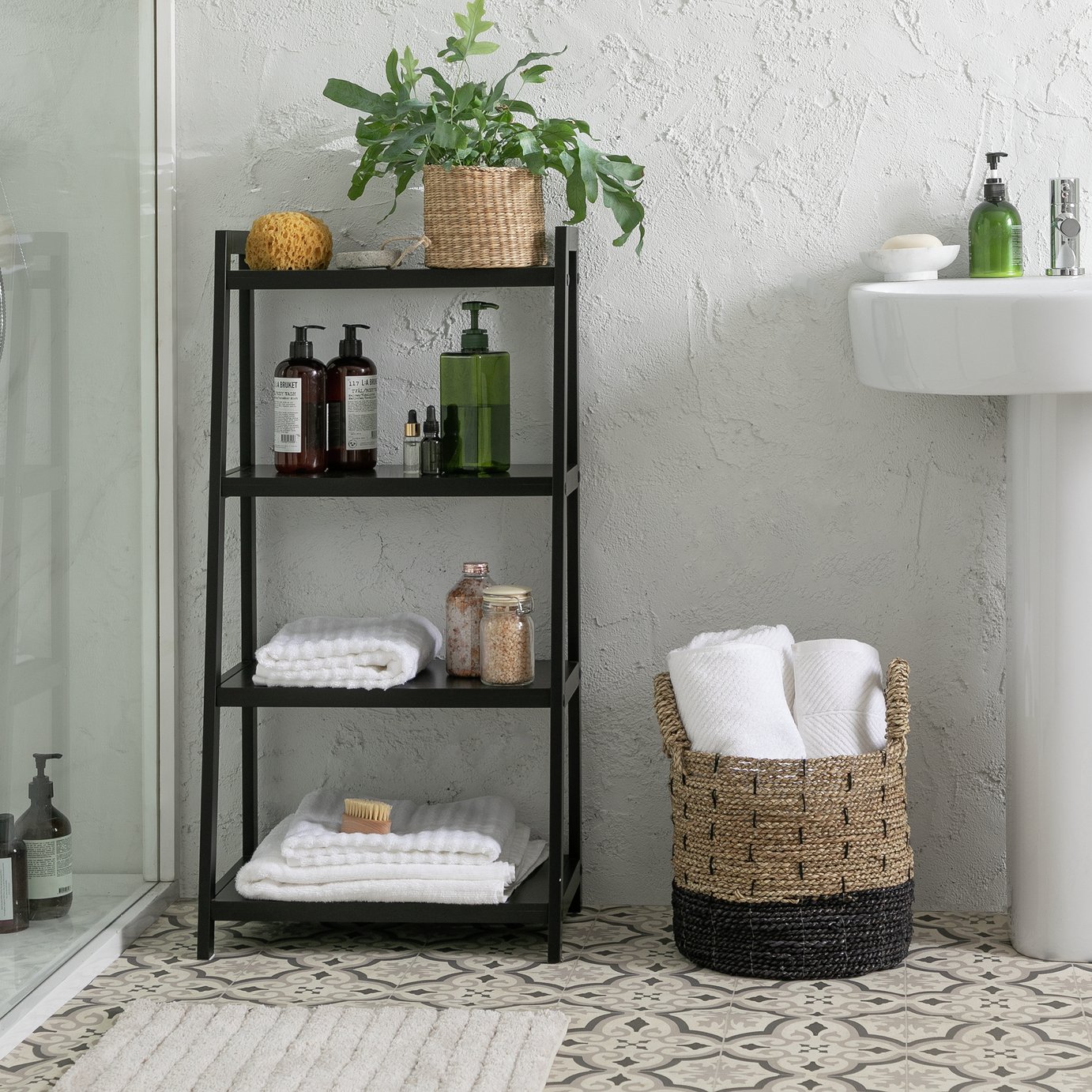 Argos Home 4 Tier Bathroom Storage Shelving Unit - Black 