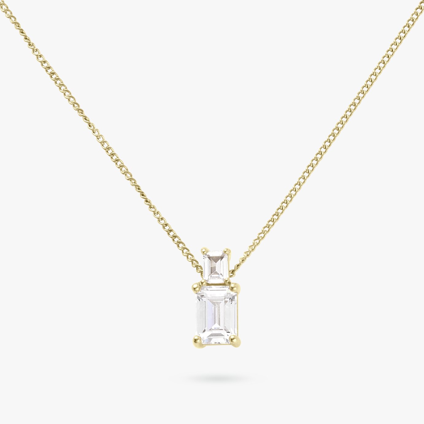 Revere 9ct Gold Plated Silver Two Stone Pendant Necklace