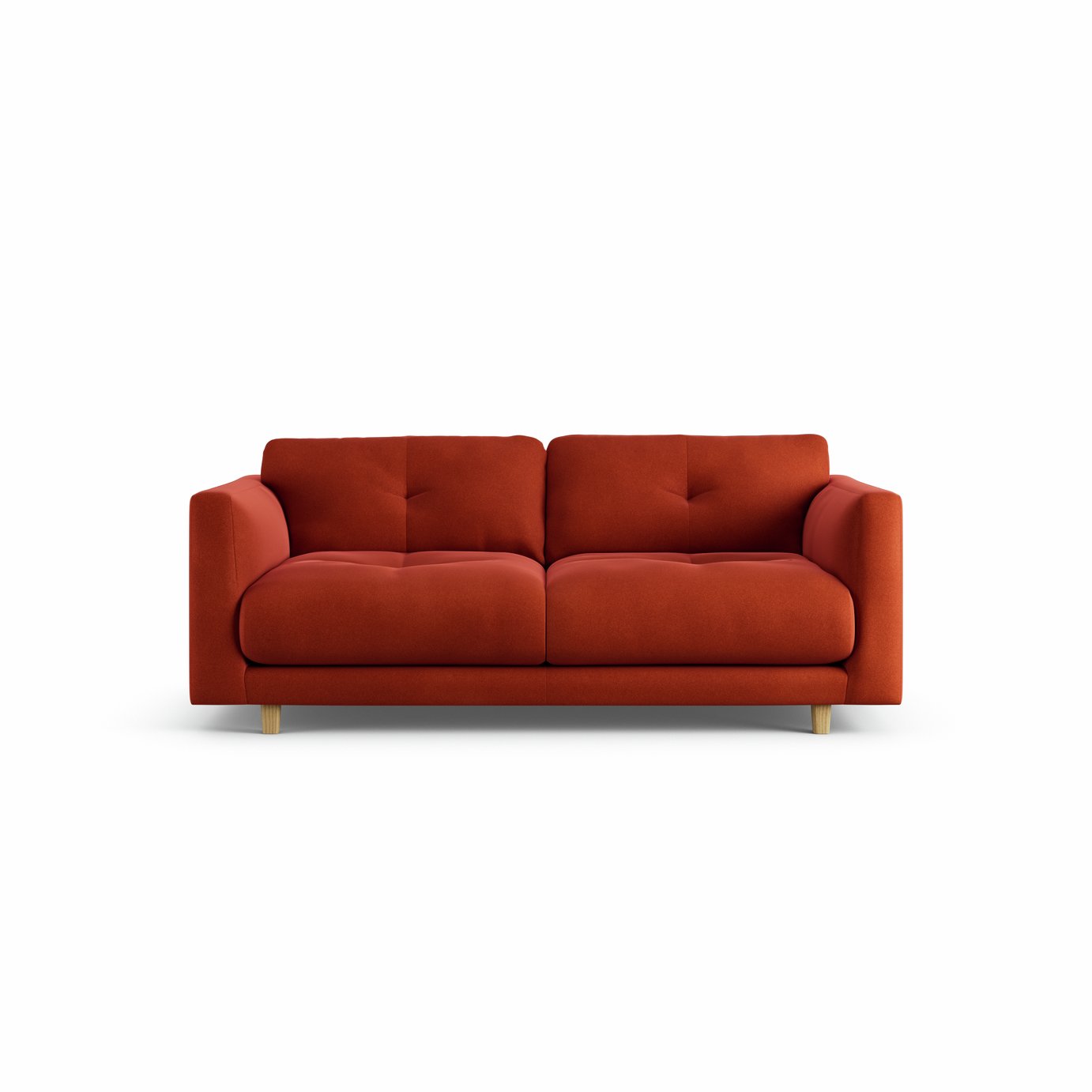 Habitat Emely Velvet 2 Seater Sofa - Burnt Orange - Ash Leg